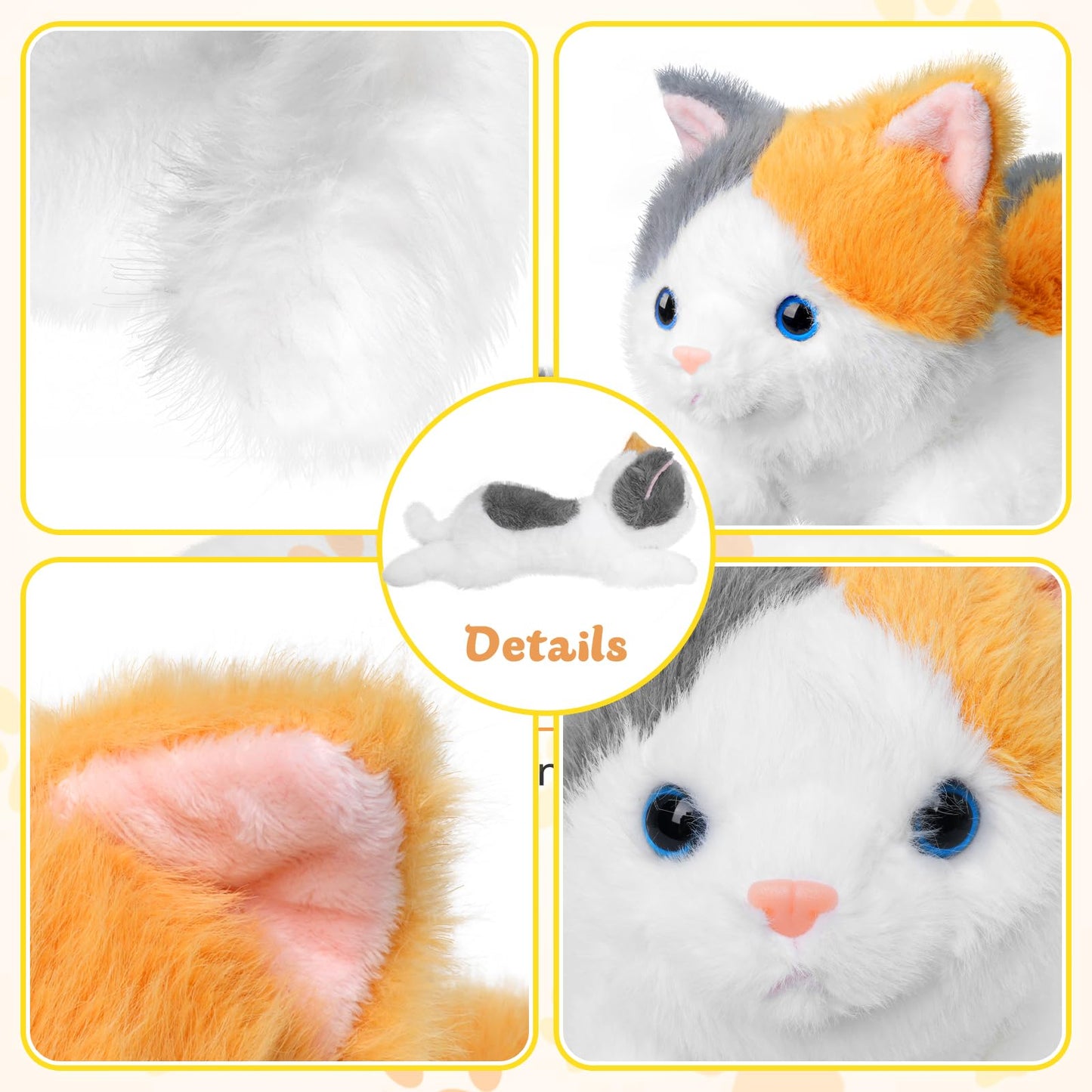 YOUBLEK 19-Inch Weighted Cat Plush — Realistic, 3 lb Sensory Comfort Plush Toy