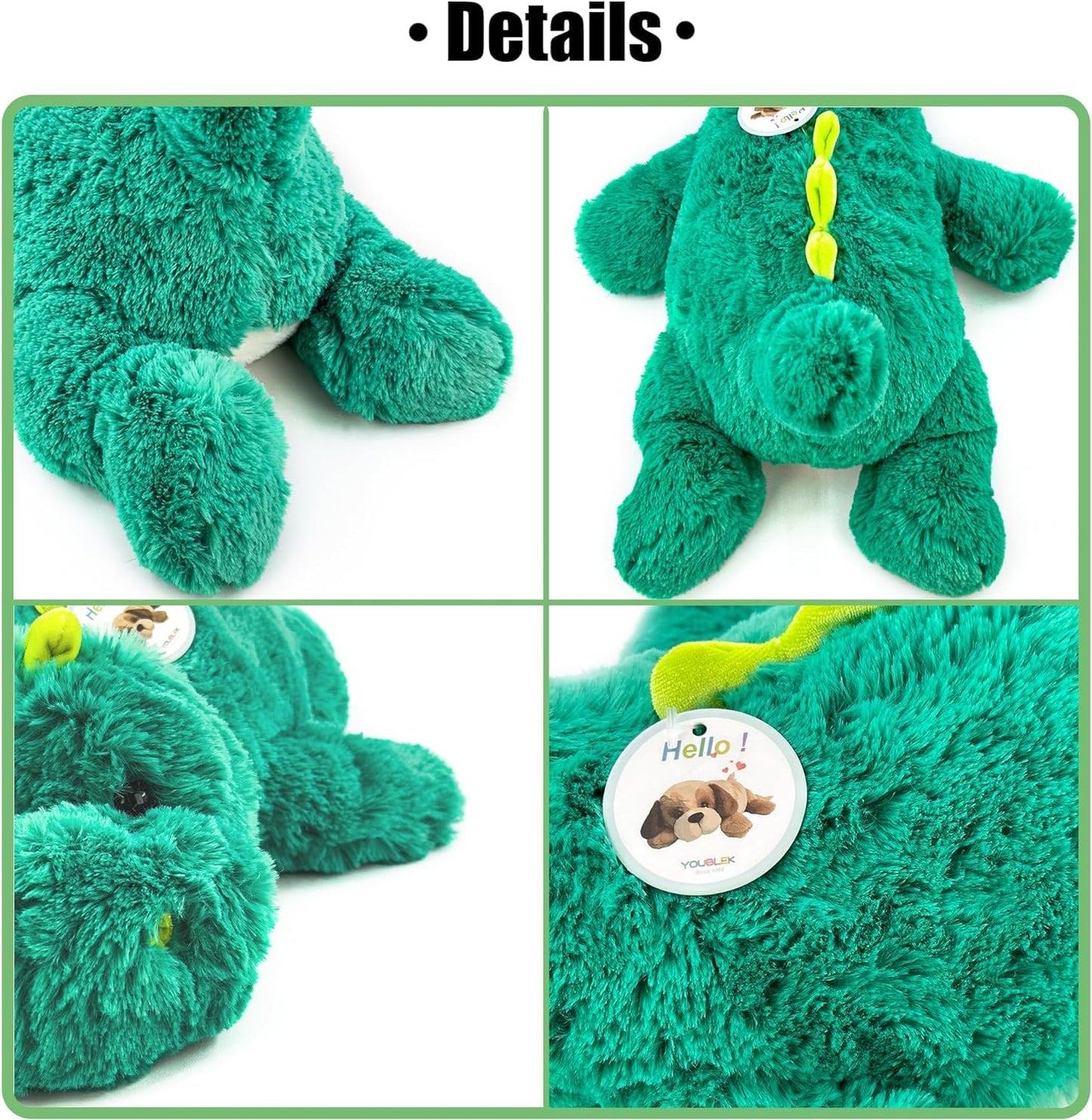 YOUBLEK 20-Inch Weighted Plush Dinosaur – 4 Pounds of Cuddly Sensory Comfort