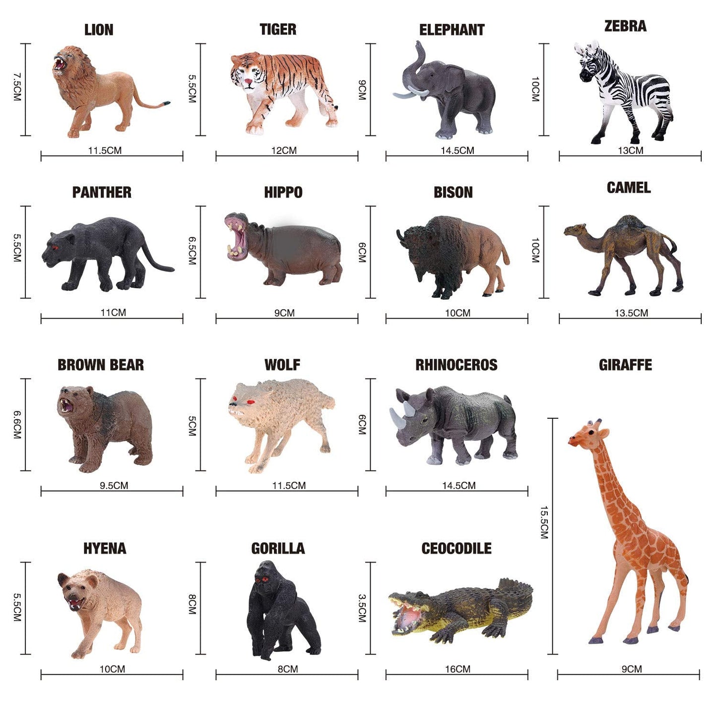 YouCute 15 Animal Toys Set – Realistic Safari Animals with Play Mat