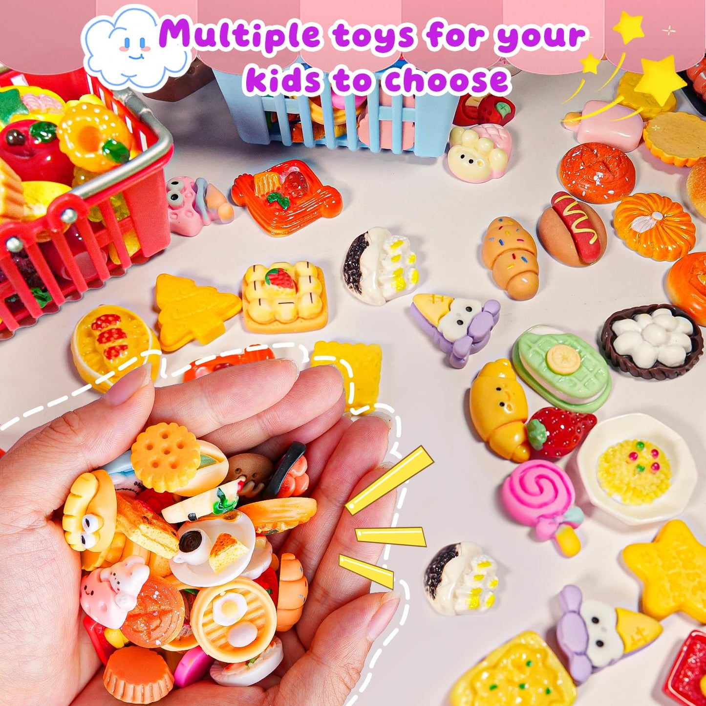 YOUHORYA 183Mini Grocery Playset – Dollhouse Cart, Shelves, Cash Register & Mini Food