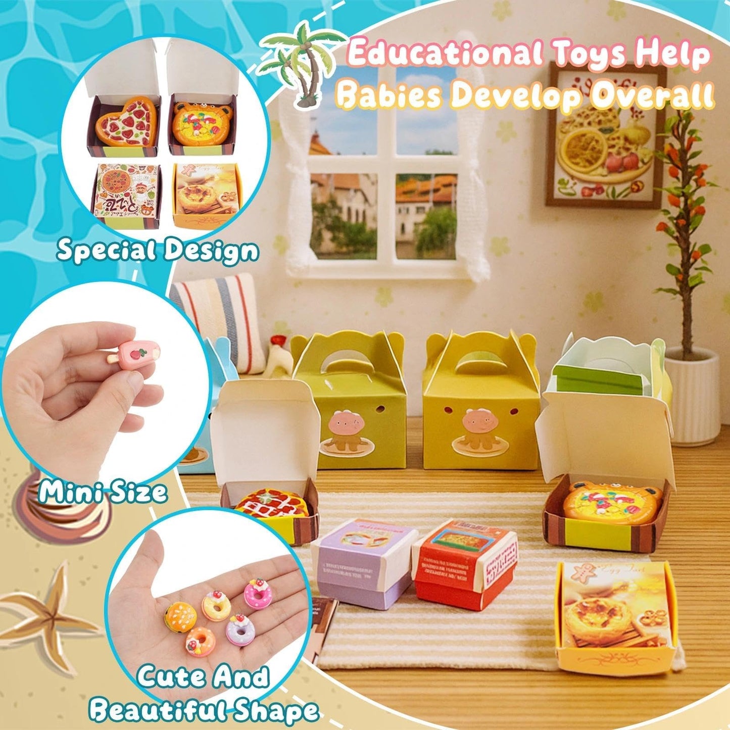 YOUHORYA 196Pcs Mini Shopping Cart Market Playset – Realistic Dollhouse Grocery Kit