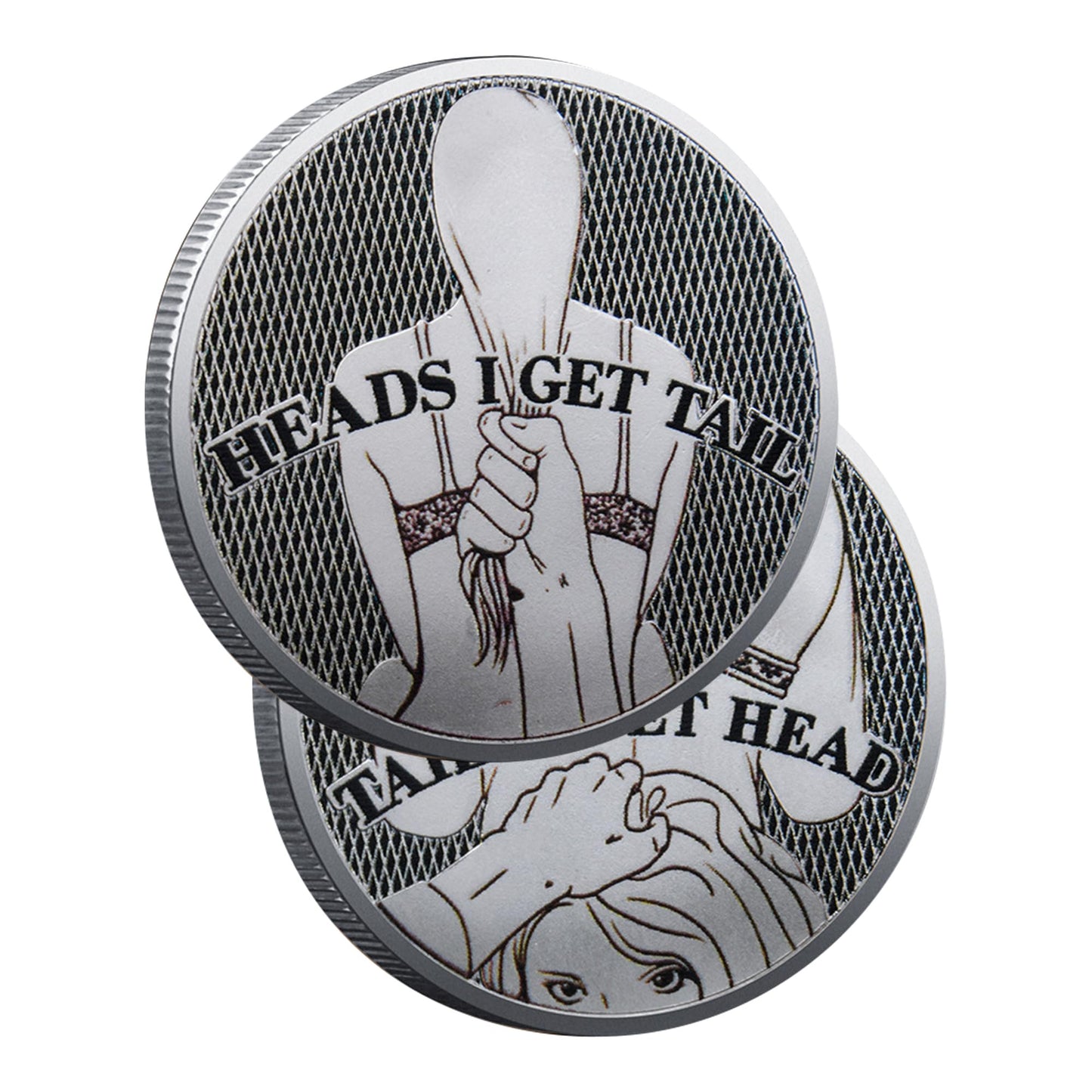 YOUNEEDFUL 2025 2-Piece Double-Sided Heads and Tails Coin – Silver Challenge Token for Fun Pranks and Romantic Dates