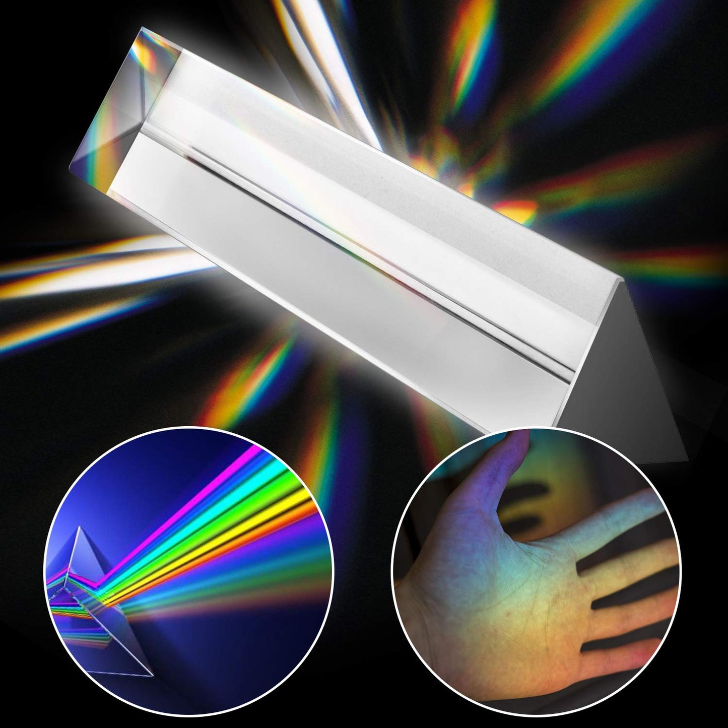Young4us 2 Pack 6-Inch Crystal Optical Glass Triangular Prisms for Photography, Science & Teaching | Set of 2