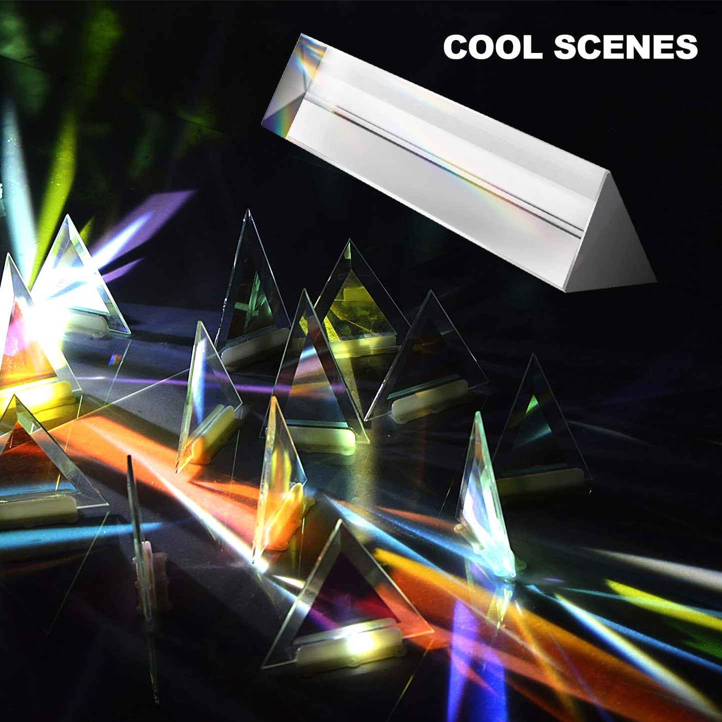 Young4us 2 Pack 6-Inch Crystal Optical Glass Triangular Prisms for Photography, Science & Teaching | Set of 2