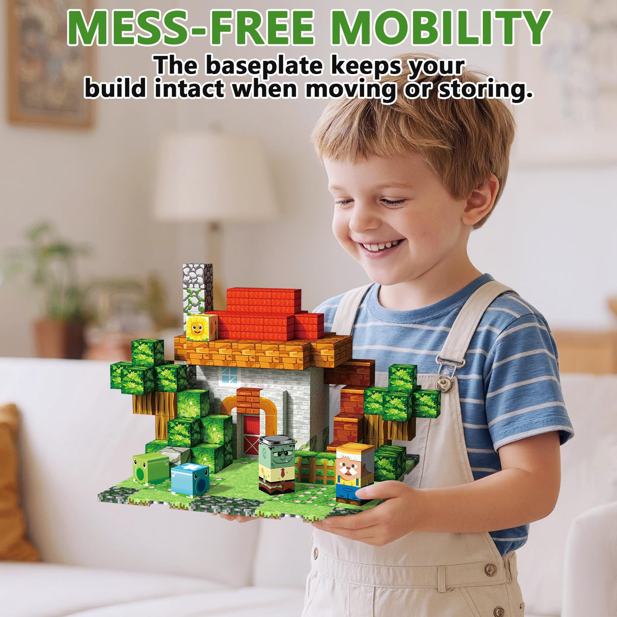 Youngyes 4-Pack Magnetic Baseplates for Building Blocks | STEM Toys for Kids 4-12 (4x4 in) Garden