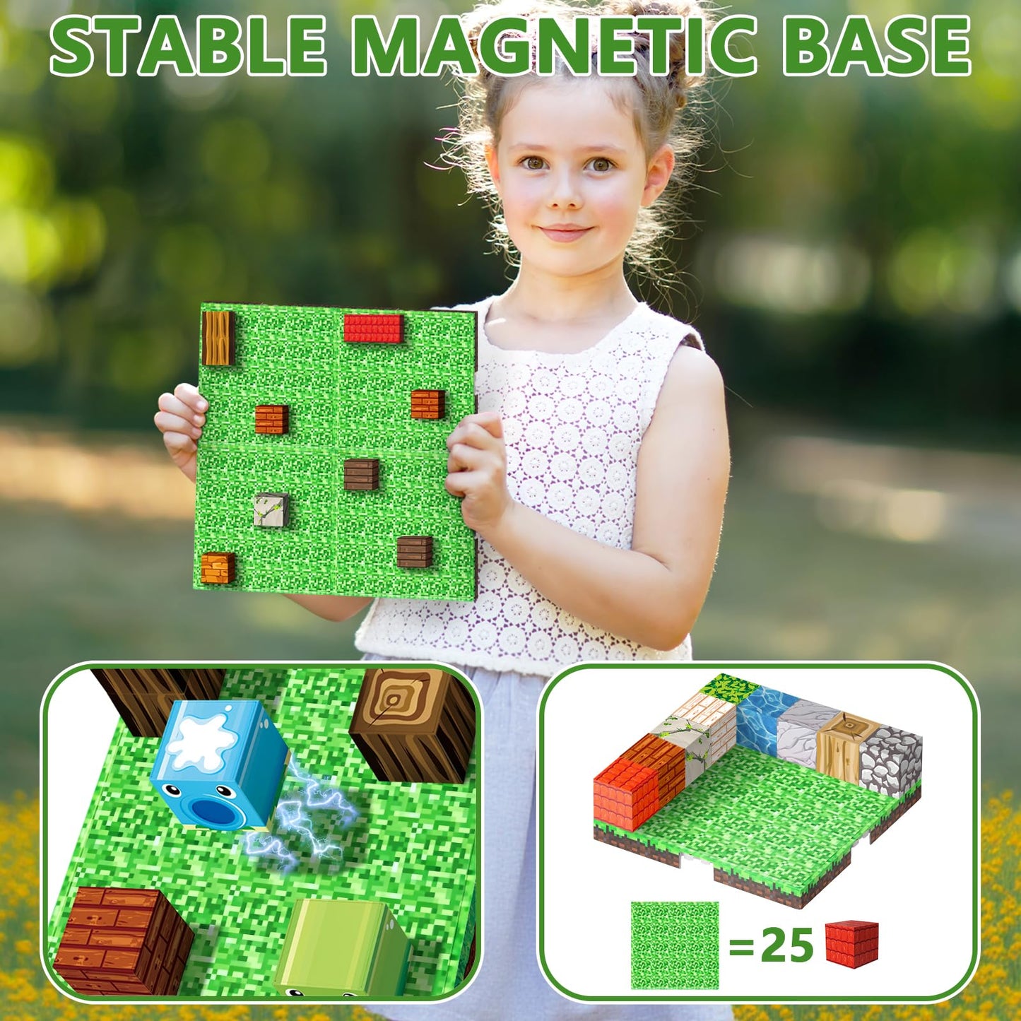 Youngyes Magnetic Baseplates (4-Pack) 4x4 Grid for Magnetic Building Blocks | STEM Toys