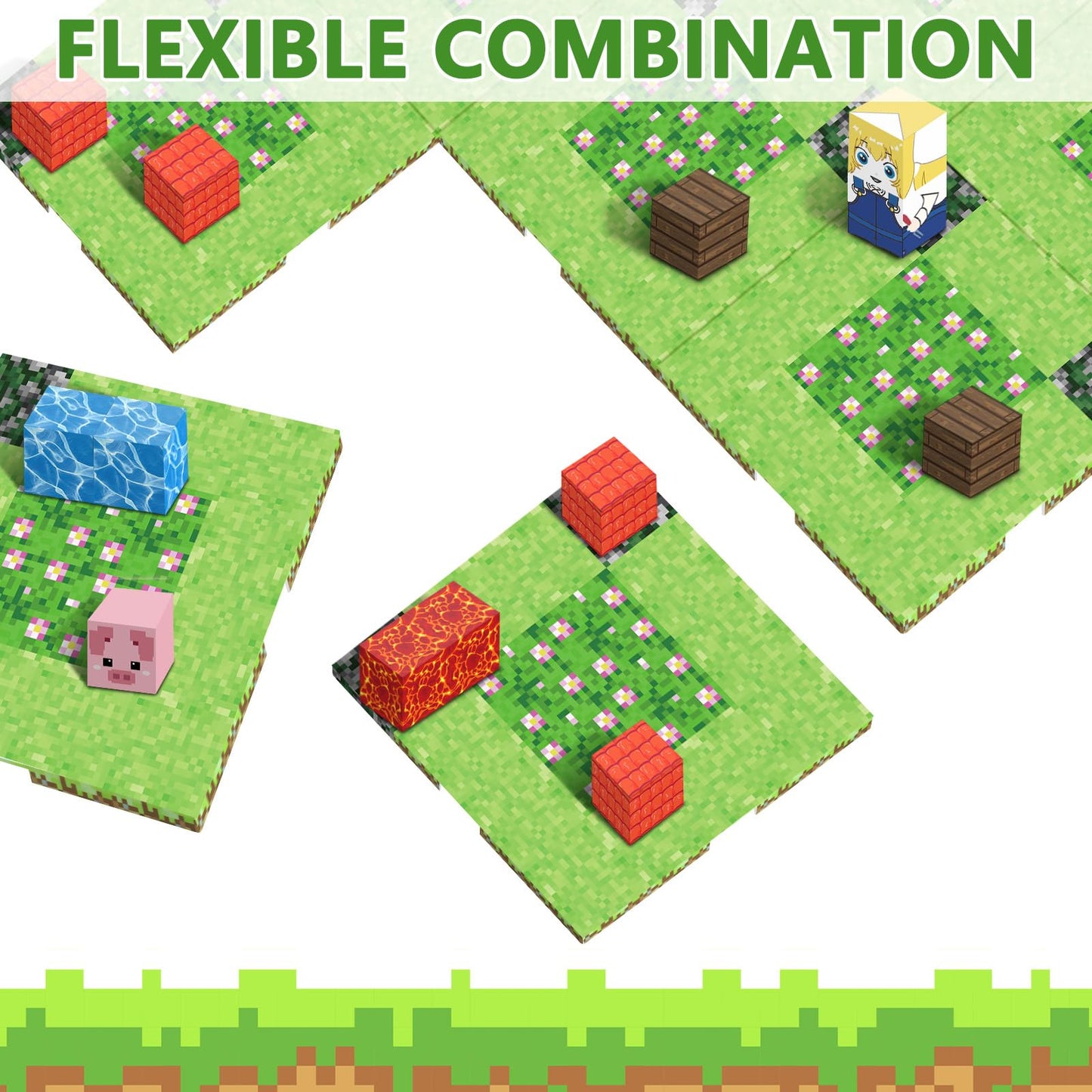 Youngyes 4-Pack Magnetic Baseplates for Building Blocks | STEM Toys for Kids 4-12 (4x4 in) Garden