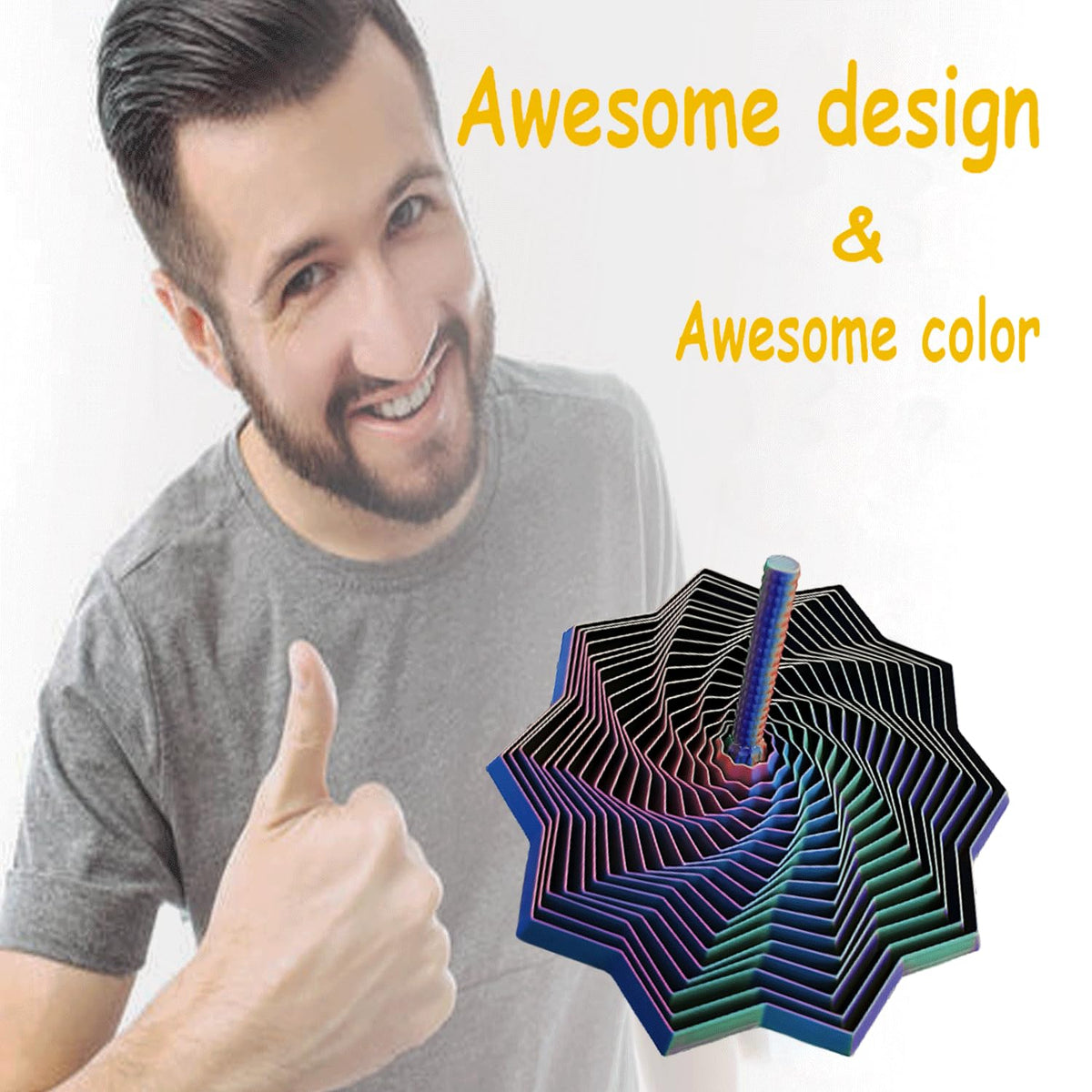 Younixo 3D Printed Expanded Sensory Fidget Star – Fractal Hexagon with Handles (Blue-Purple) | Large 4in & 6in
