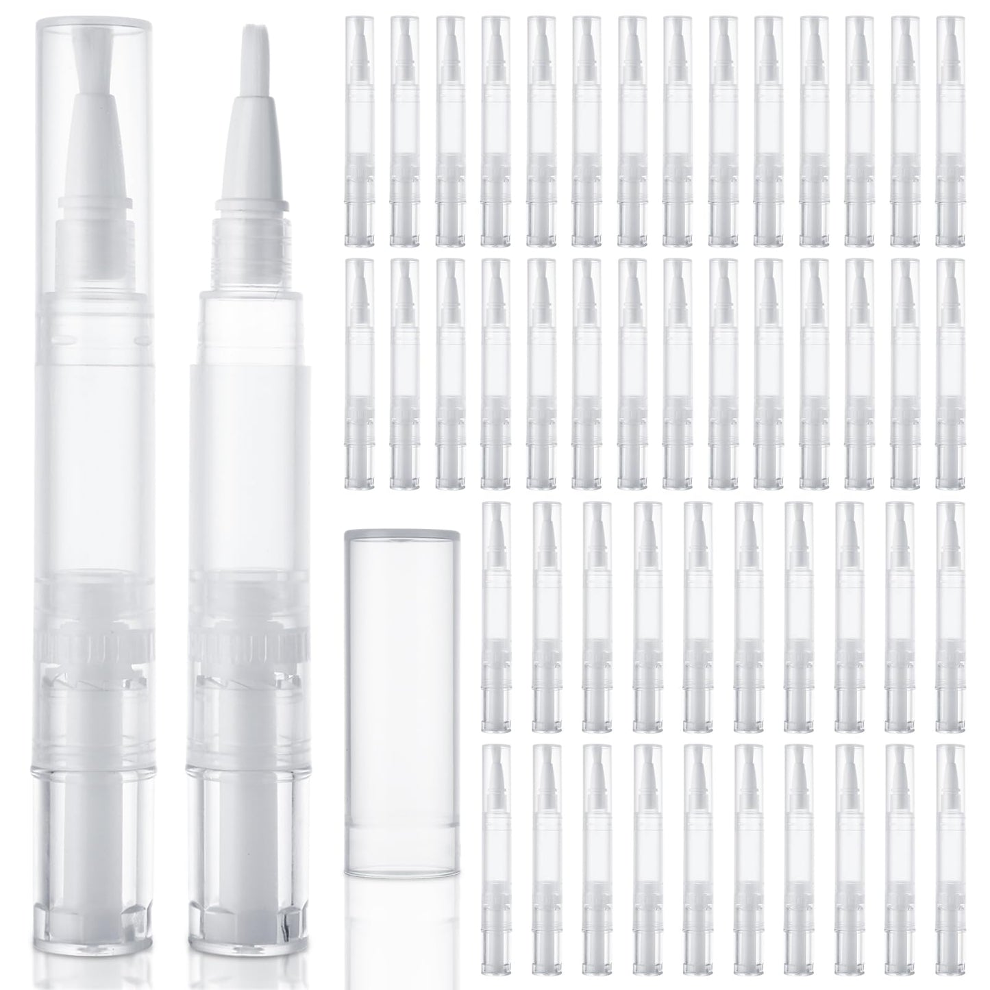 YOUNTHYE 50Pcs 5ml Cuticle Oil Pen - Empty Refillable Nail Oil Pen with Brush Tip