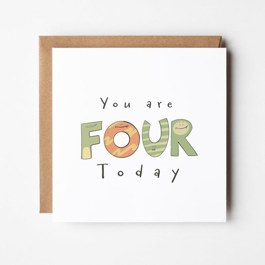 You're 4 Today Greeting Card