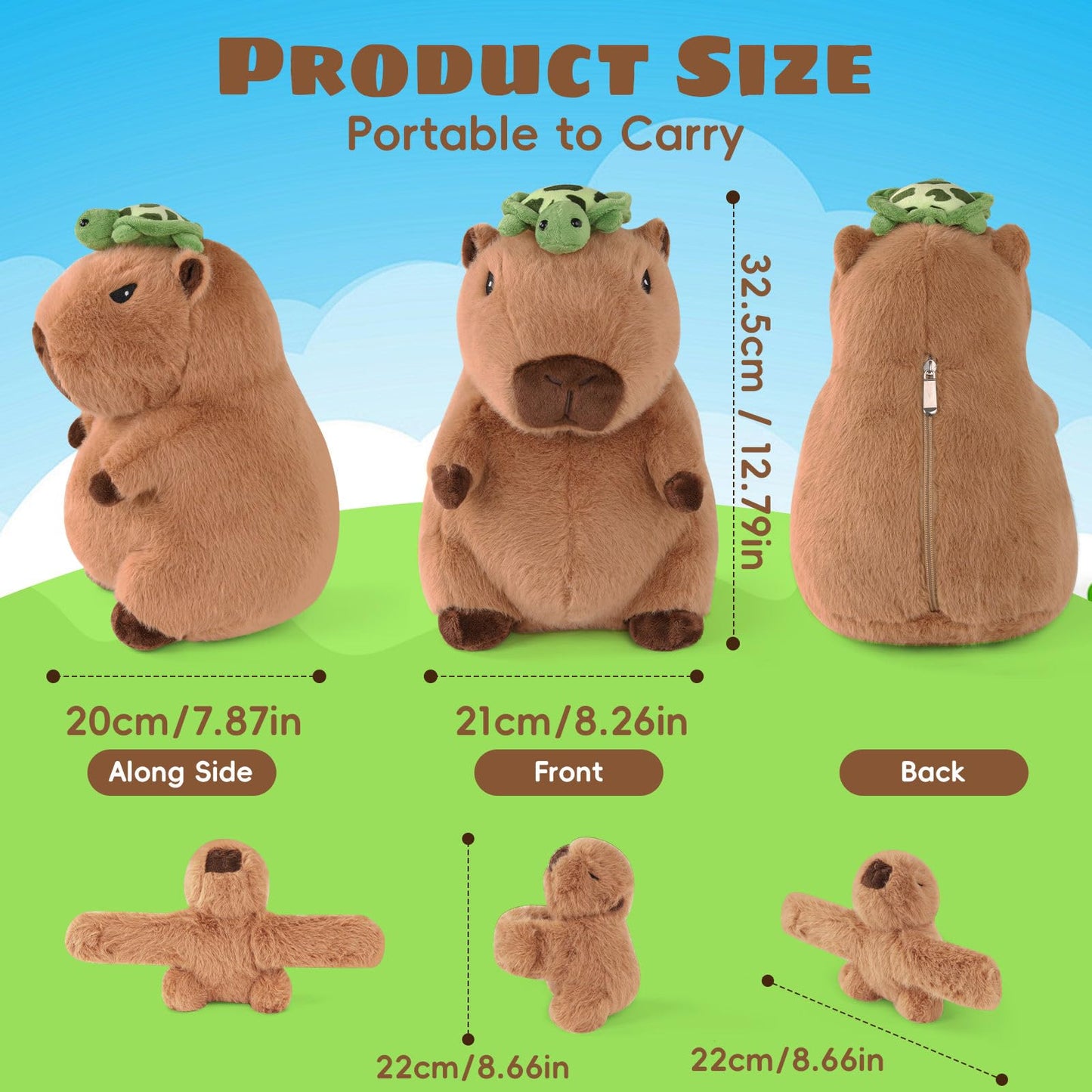 Youthfuljive 5-in-1 Capybara Plush Set: Mommy + 3 Babies, 12.8-Inch Large Capybara Plush