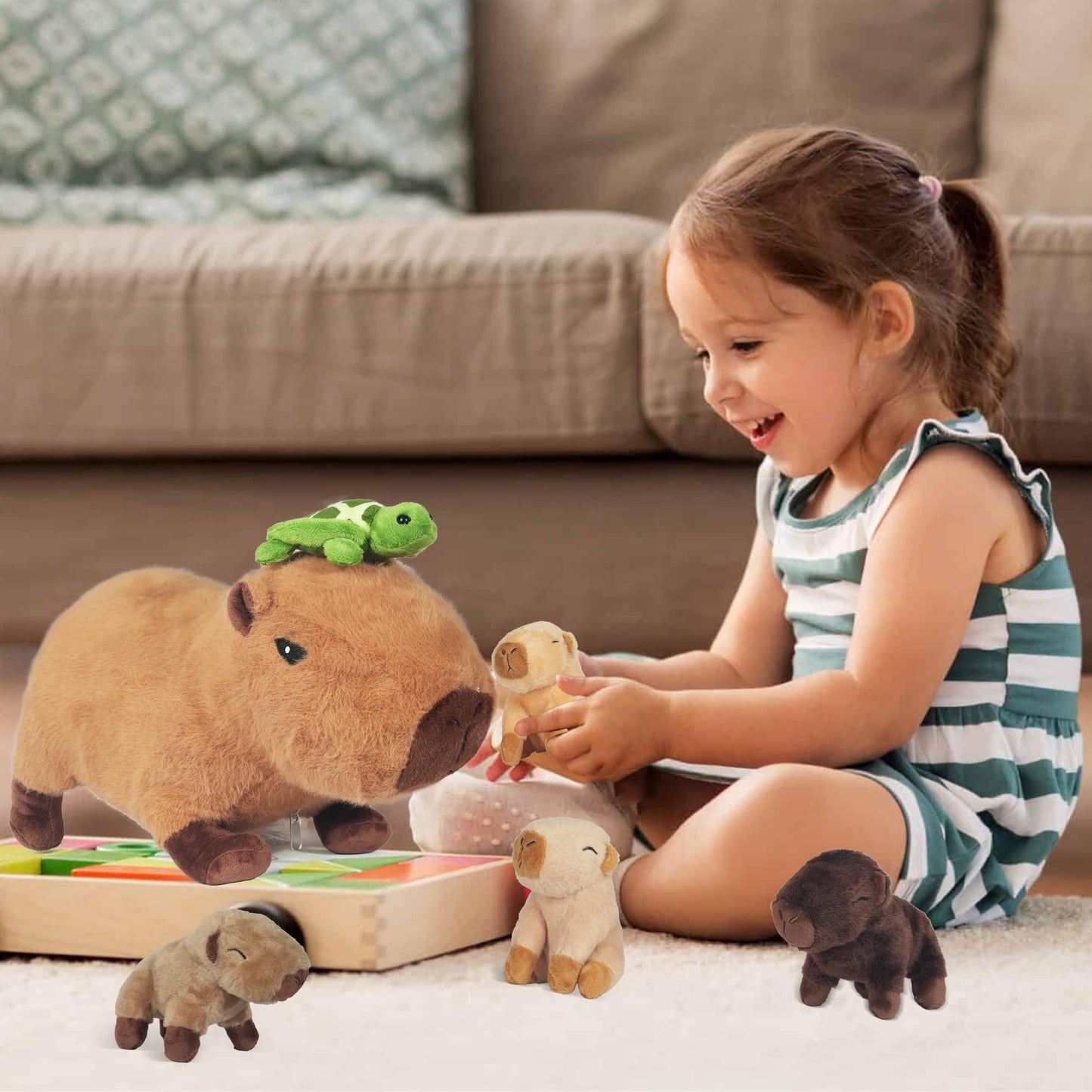 Youthfuljive 6 in 1 Capybara Plush – Mommy with 4 Babies Inside, 14.2-Inch Large Capybara Stuffed Animal