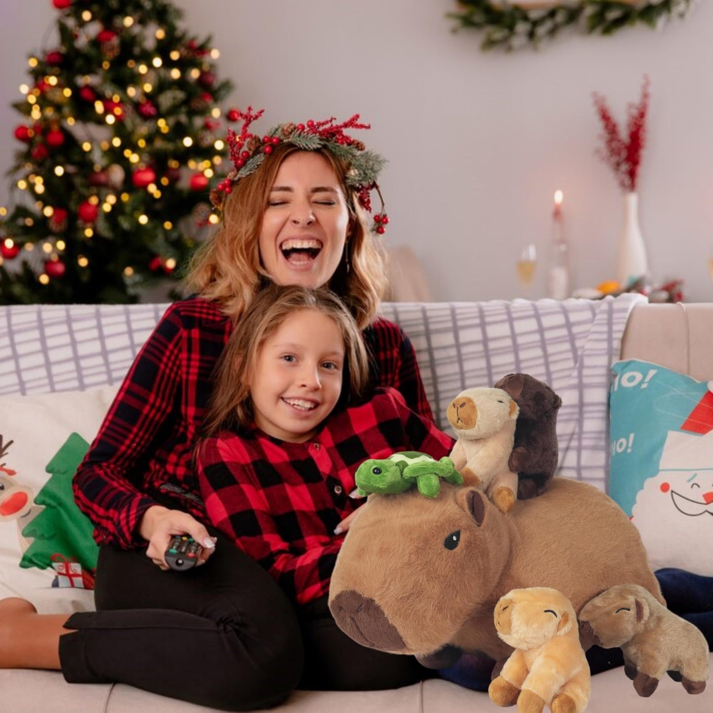 Youthfuljive 6 in 1 Capybara Plush – Mommy with 4 Babies Inside, 14.2-Inch Large Capybara Stuffed Animal