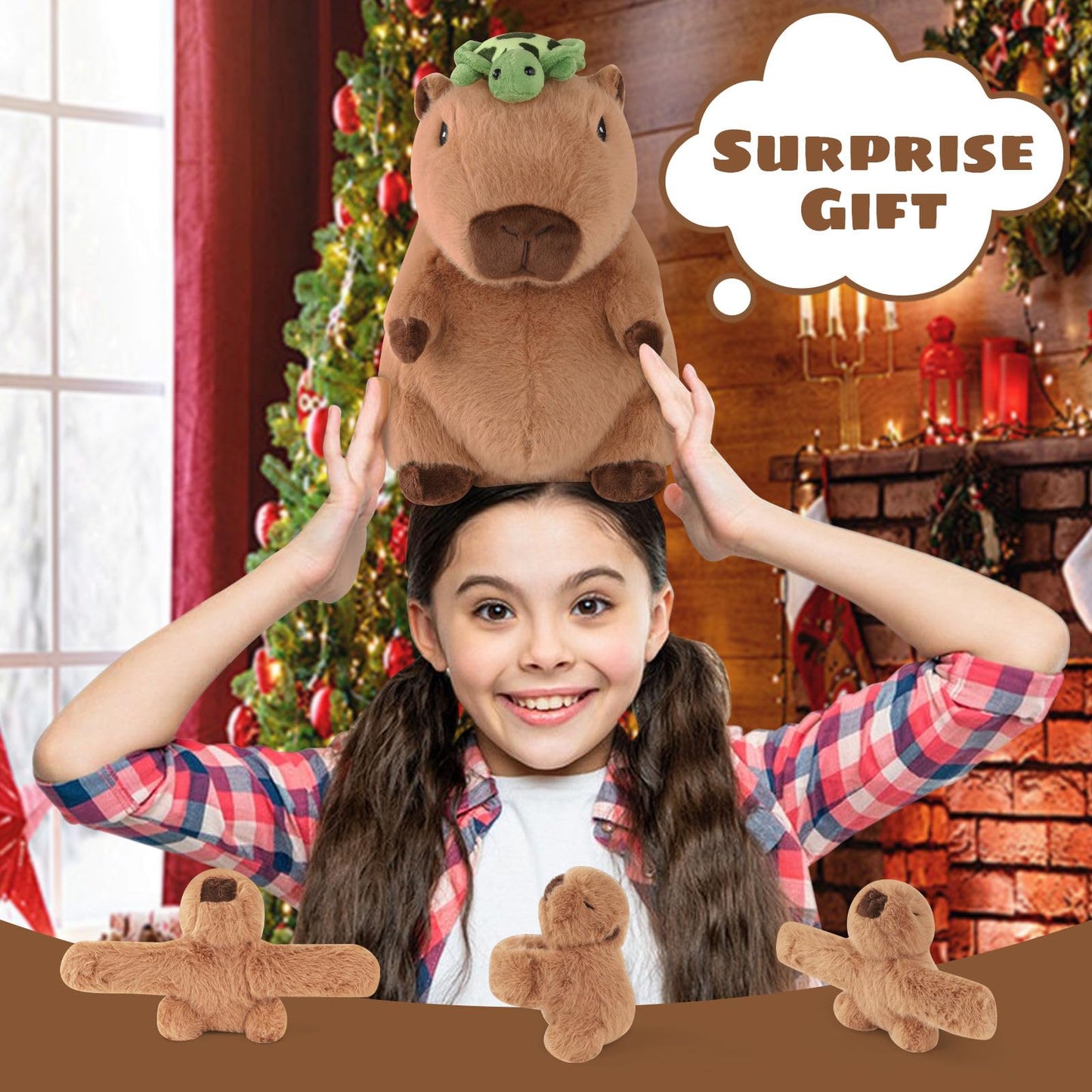 Youthfuljive 5-in-1 Capybara Plush Set: Mommy + 3 Babies, 12.8-Inch Large Capybara Plush