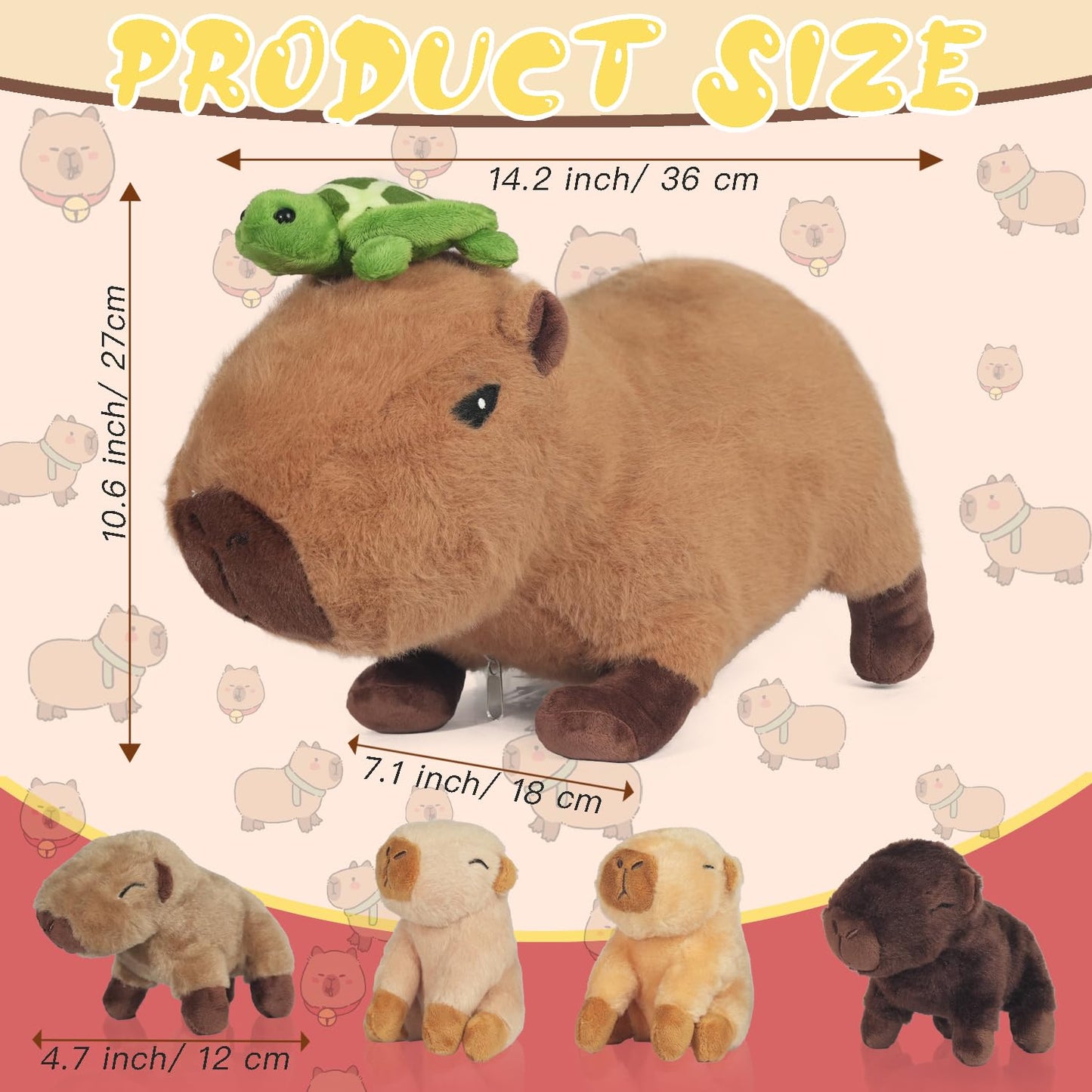 Youthfuljive 6 in 1 Capybara Plush – Mommy with 4 Babies Inside, 14.2-Inch Large Capybara Stuffed Animal