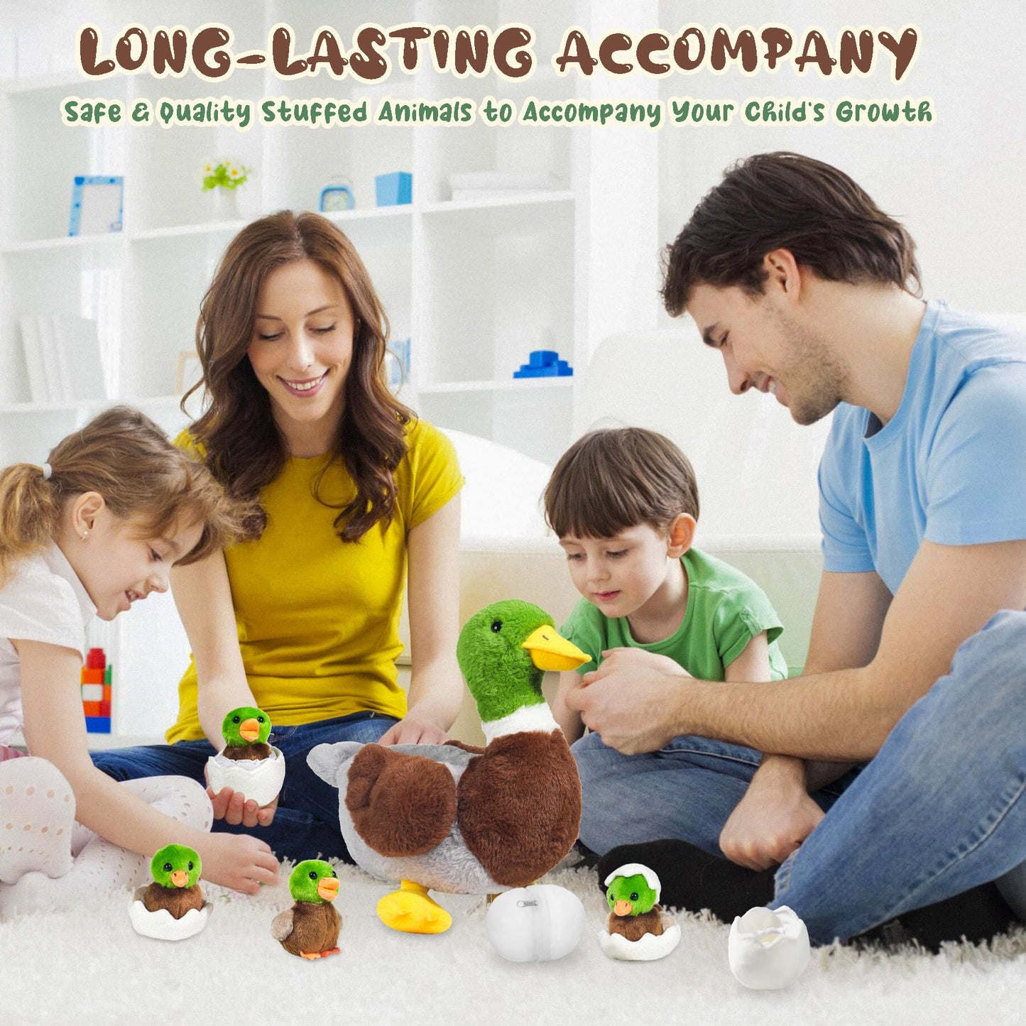 7-in-1 Mallard Duck Plush Set – 12-Inch Mommy with 4 Babies | Youthfuljive