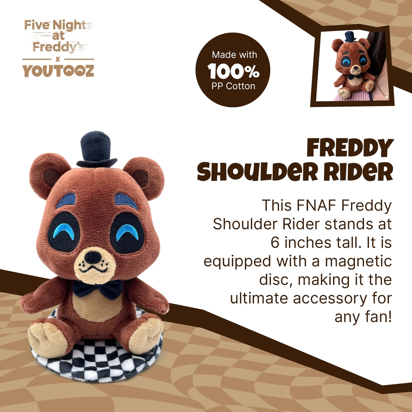 Youtooz FNAF Freddy Shoulder Rider Plush – 6-Inch Collectible Magnetic Freddy by Youtooz