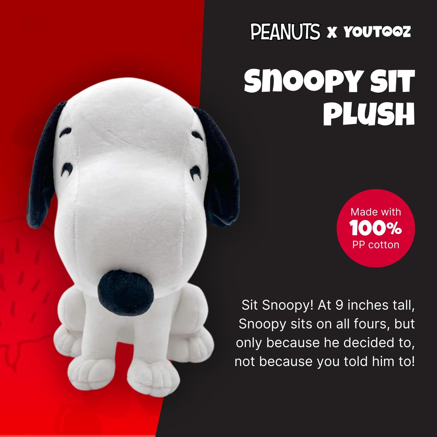 Youtooz Snoopy 9-Inch Plush – Collectible Peanuts Stuffed Toy