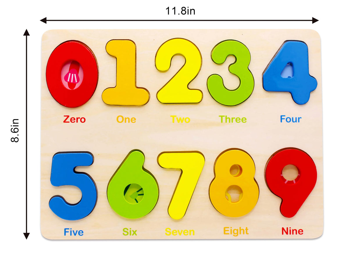 You&Xi Toddler Puzzles: Wooden Number Preschool Puzzles for Ages 3-4