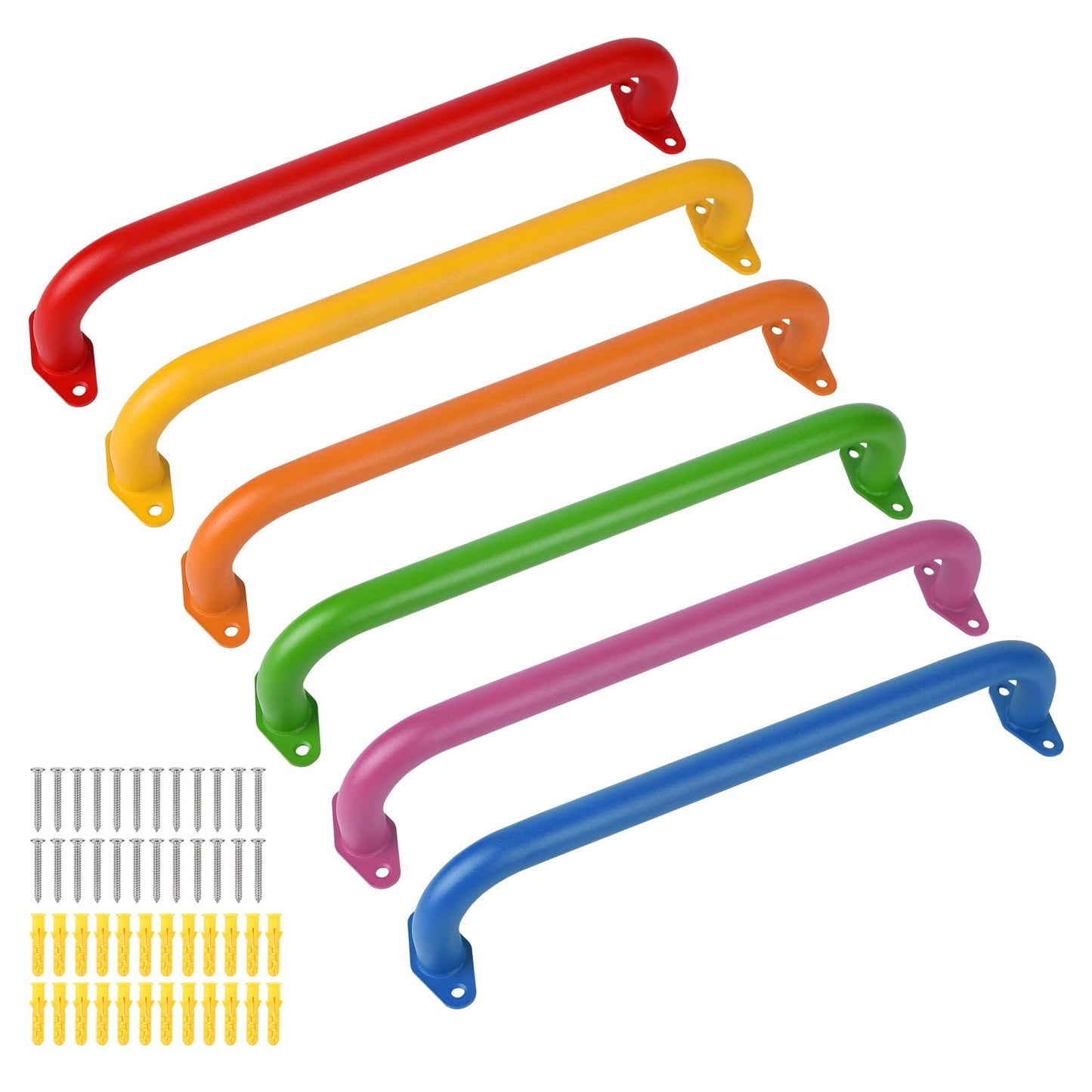 YOVXKAN 17.1-Inch Metal Monkey Bars – 6 Color Pack for Indoor/Outdoor Play