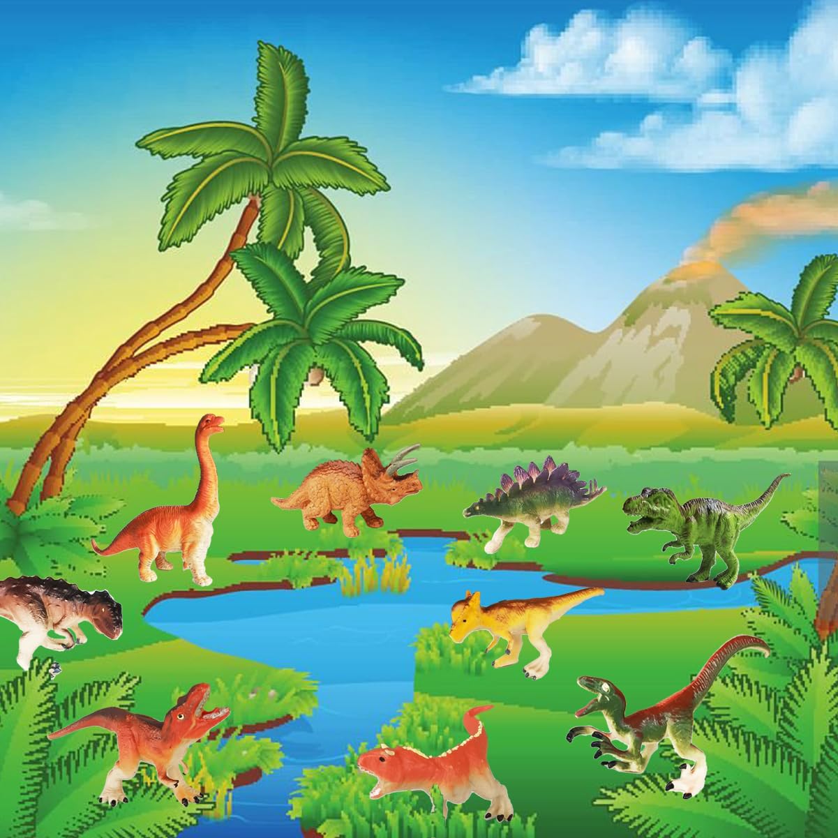 Yowlieu 14 Pcs Mini Dinosaurs Figures Set – Realistic ABS Dino Toys for Learning and Play