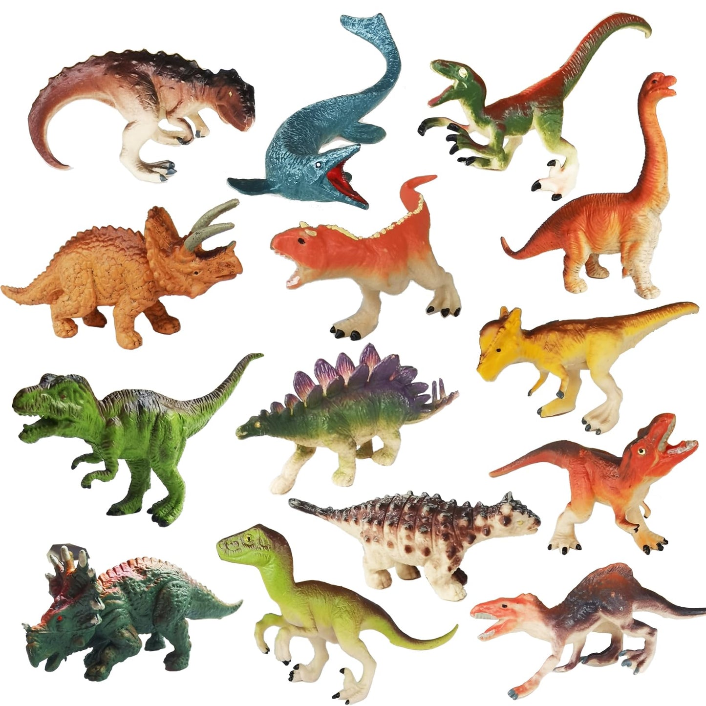 Yowlieu 14 Pcs Mini Dinosaurs Figures Set – Realistic ABS Dino Toys for Learning and Play