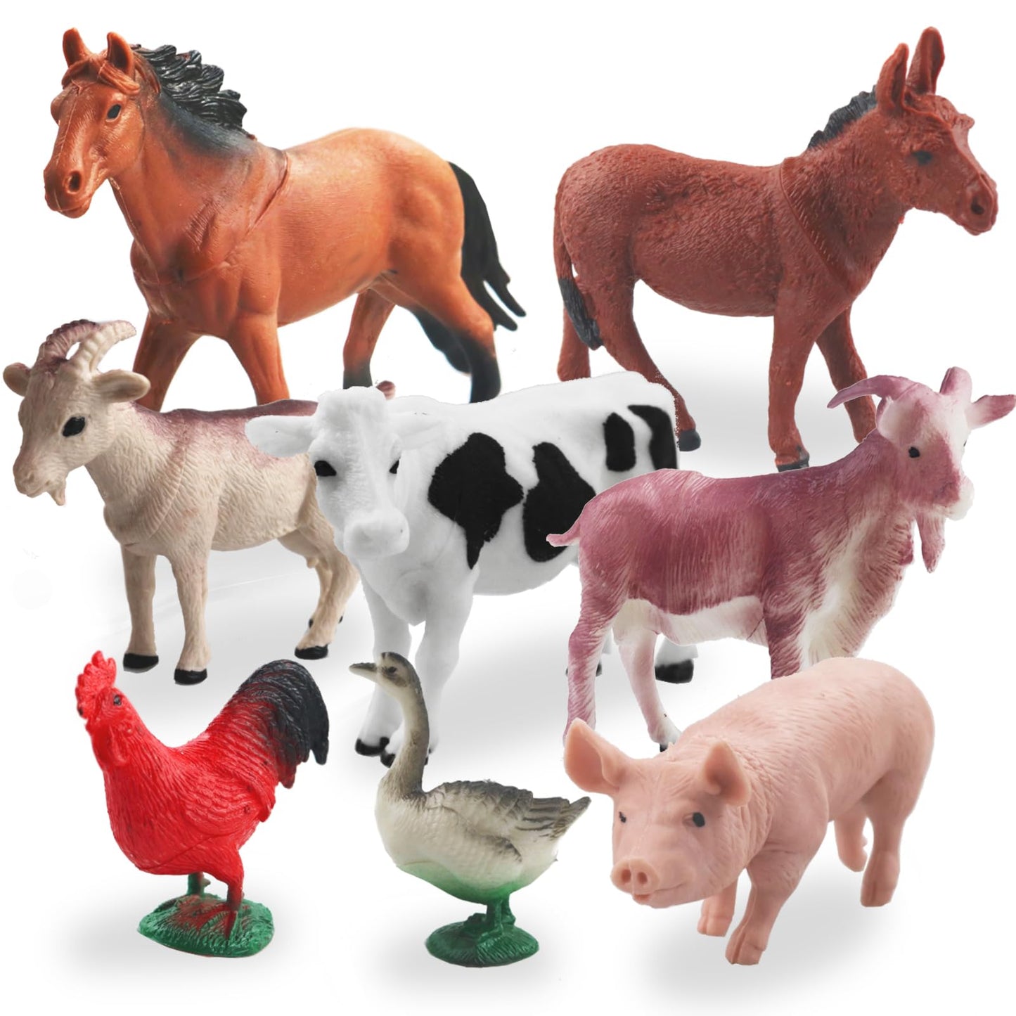 Yowlieu 8 Pcs Big Animal Figurines Toys – Realistic Farm Animals Playset for Kids