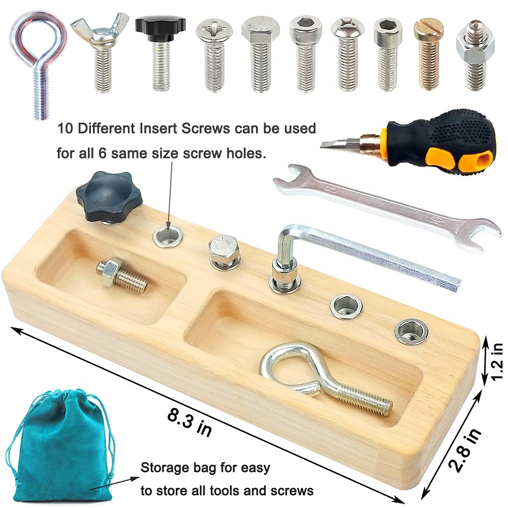 Yowlieu 14-Pcs Kids Montessori Screwdriver Board – Wooden Educational Toy for 3-5 Year Olds