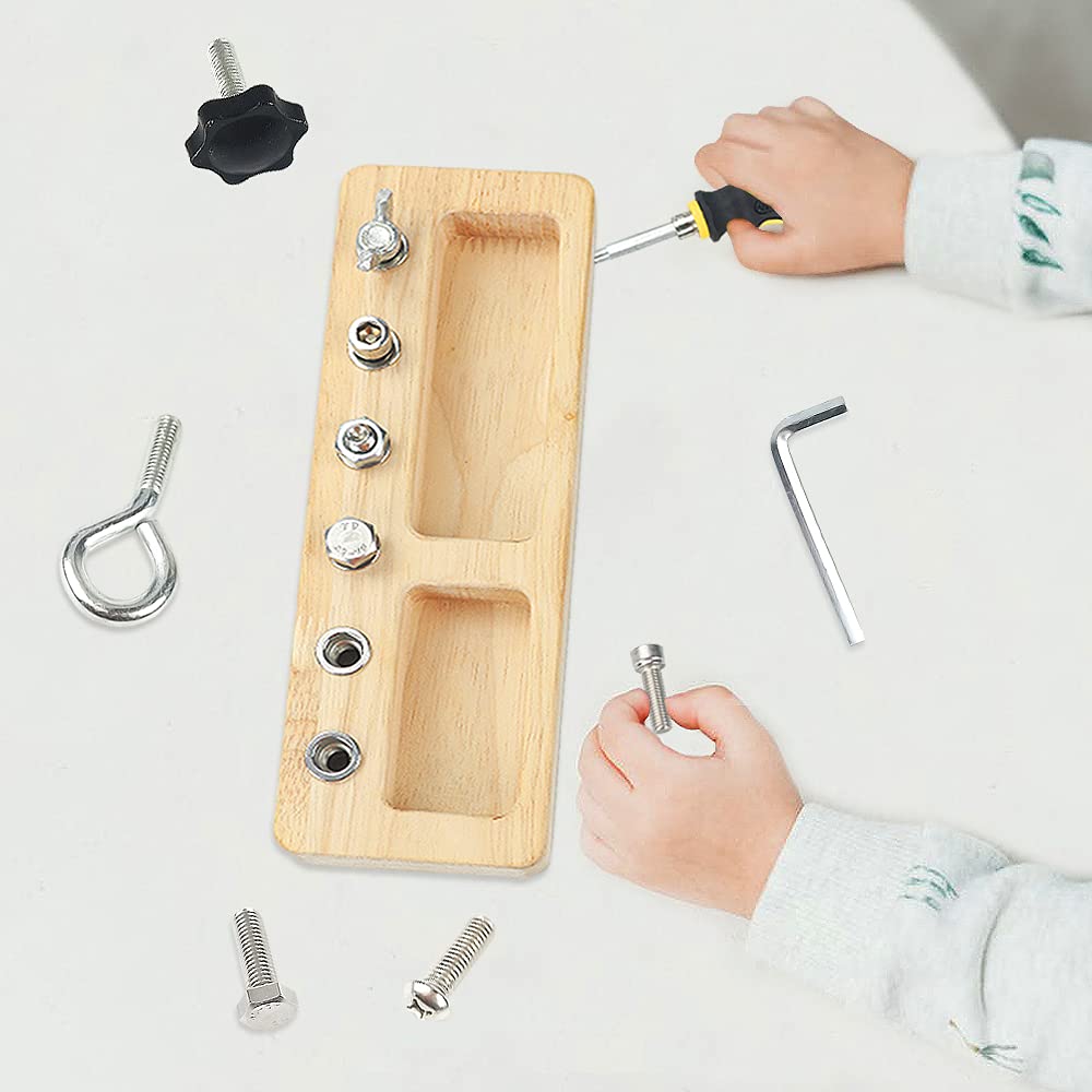 Yowlieu 14-Pcs Kids Montessori Screwdriver Board – Wooden Educational Toy for 3-5 Year Olds