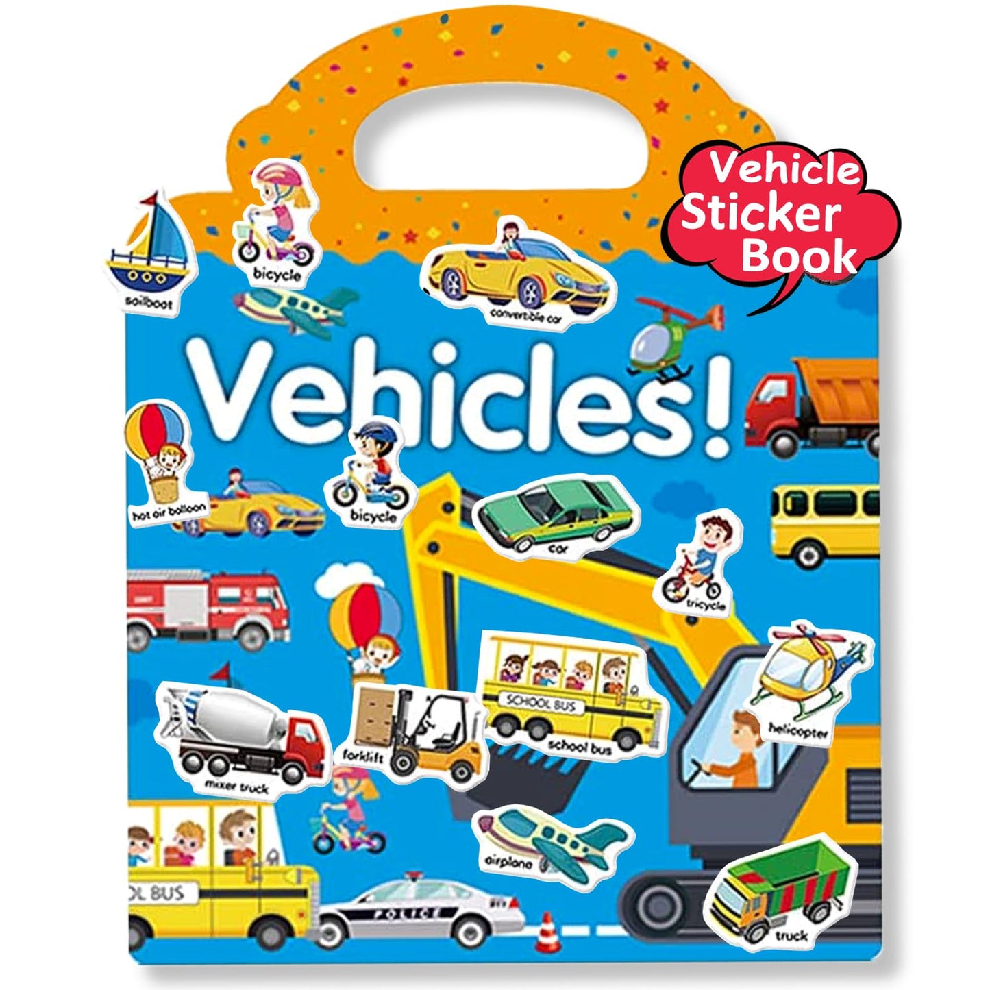 Yowlieu Reusable Sticker Books for Kids – Travel Vehicle Book for Ages 3-5