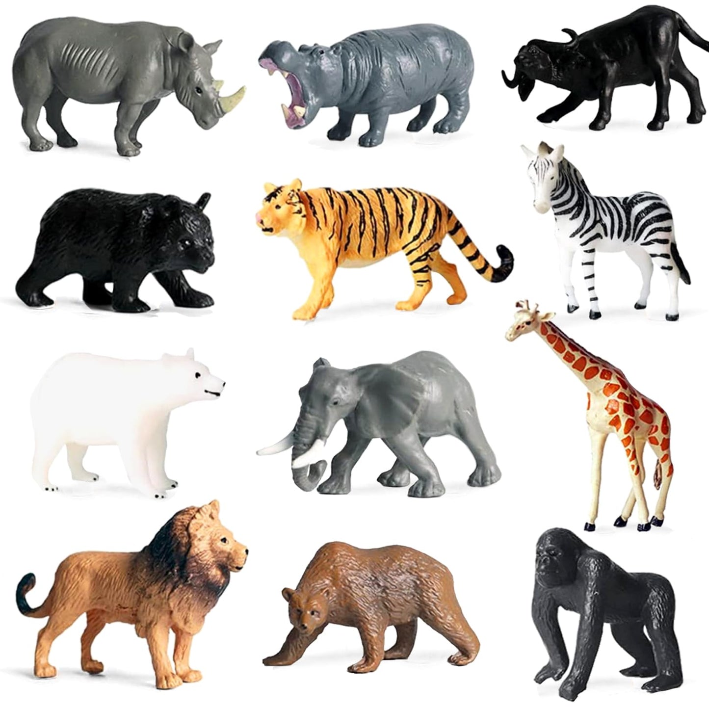 Yowlieu 12 Pcs Realistic Safari Animal Figures – Educational Toy Set