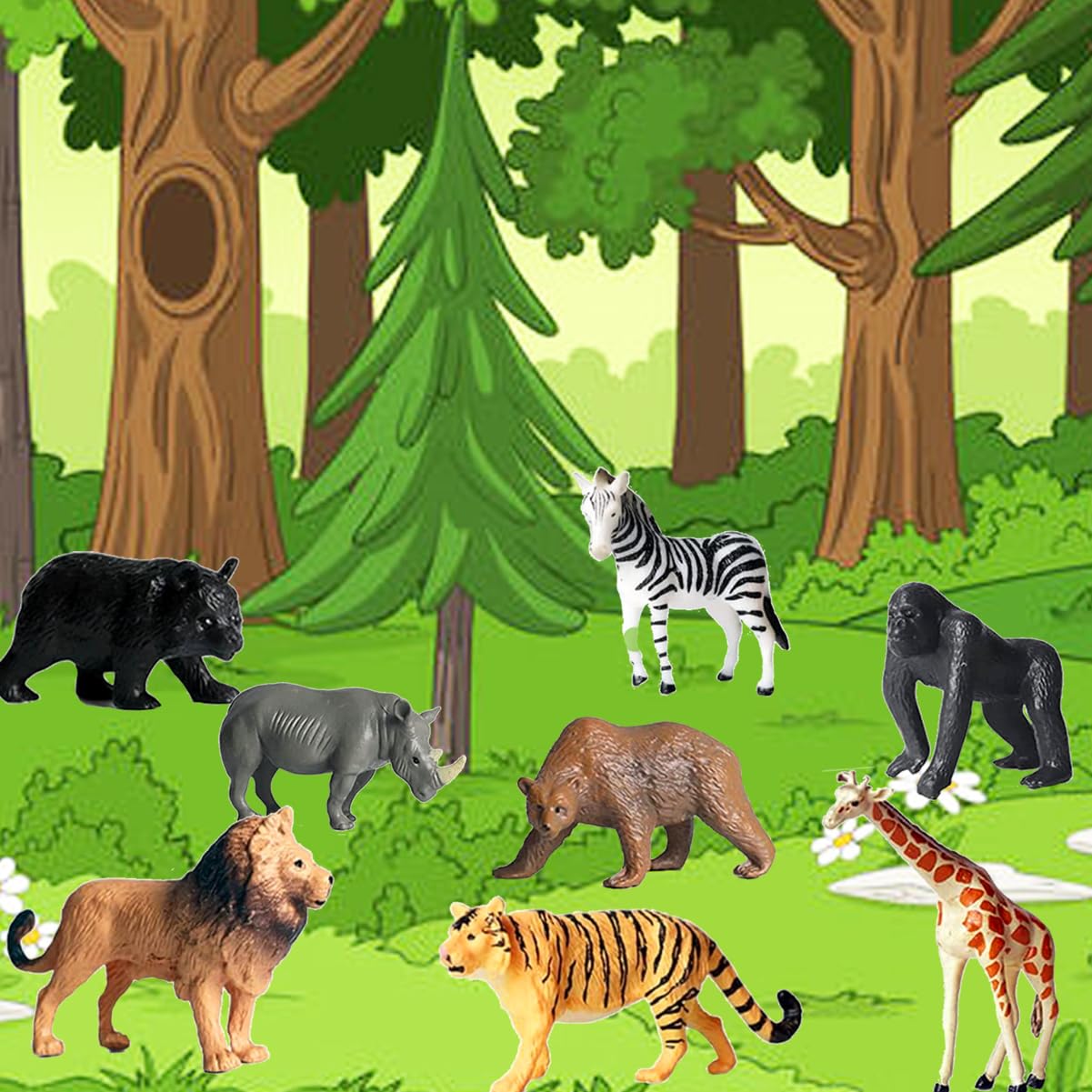 Yowlieu 12 Pcs Realistic Safari Animal Figures – Educational Toy Set