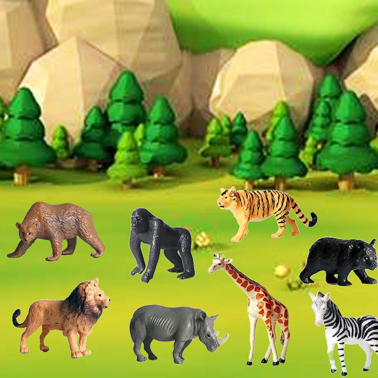 Yowlieu 12 Pcs Realistic Safari Animal Figures – Educational Toy Set