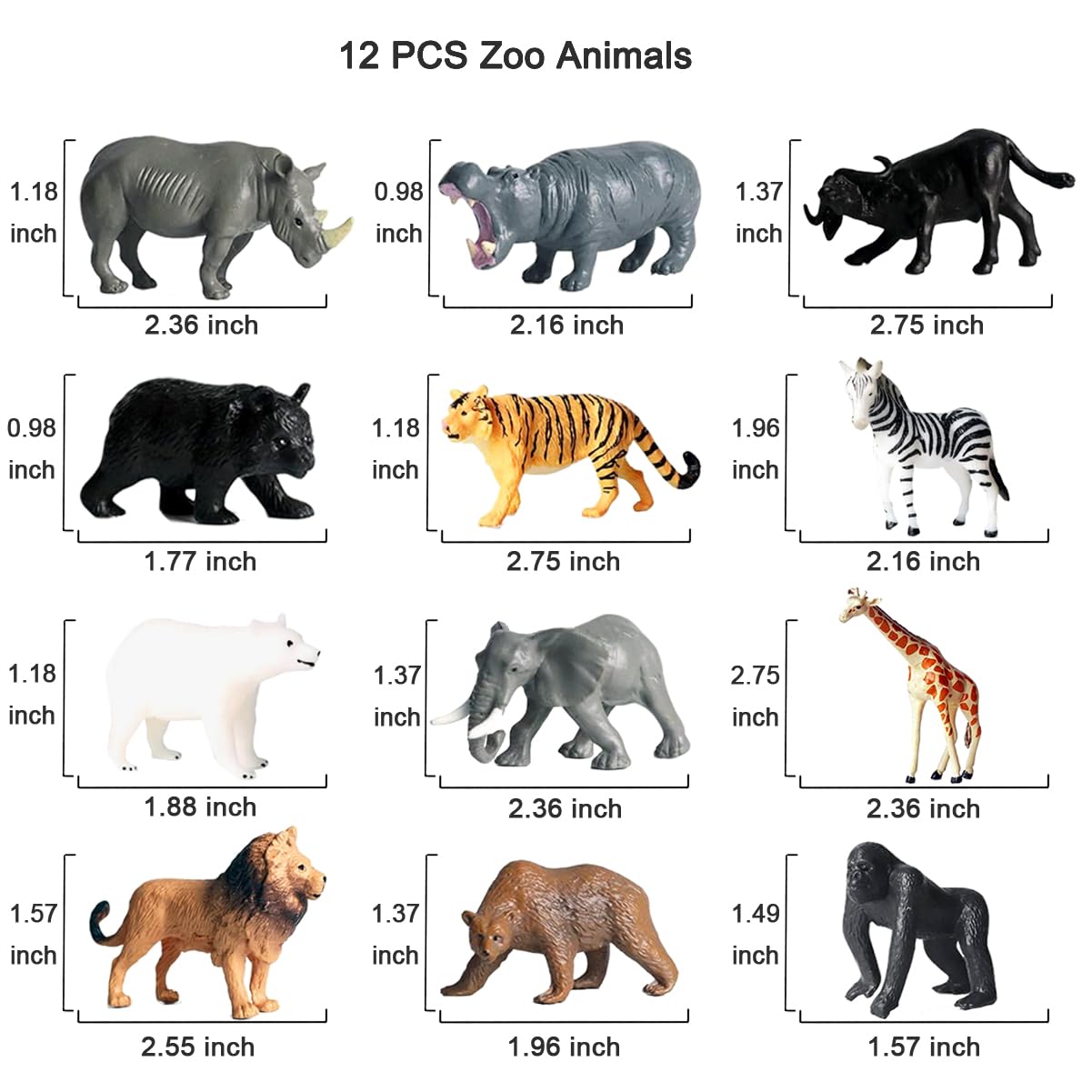 Yowlieu 12 Pcs Realistic Safari Animal Figures – Educational Toy Set