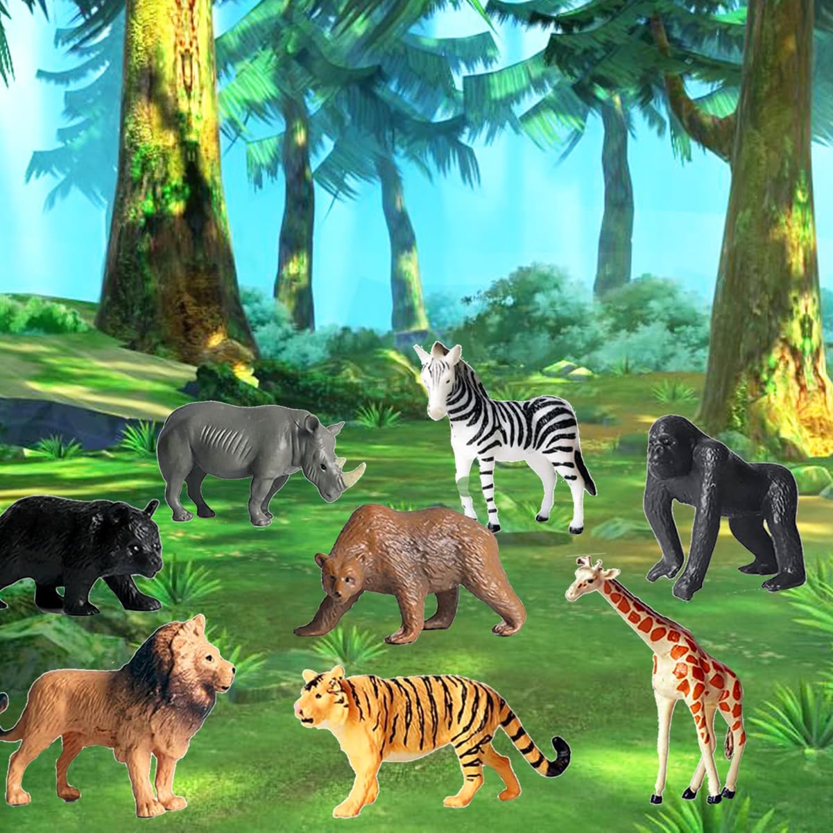 Yowlieu 12 Pcs Realistic Safari Animal Figures – Educational Toy Set