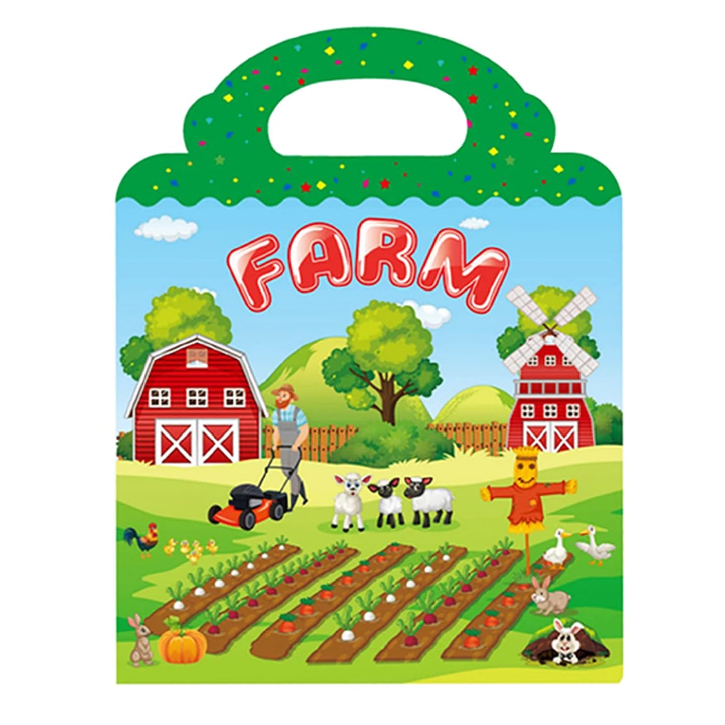 Yowlieu Reusable Farm Sticker Books for Kids — Travel-Friendly Educational Toys (Ages 3-5)