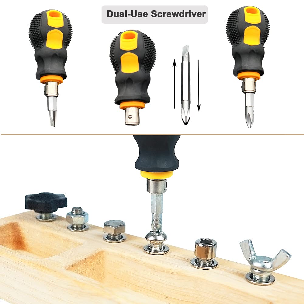 Yowlieu 14-Pcs Kids Montessori Screwdriver Board – Wooden Educational Toy for 3-5 Year Olds