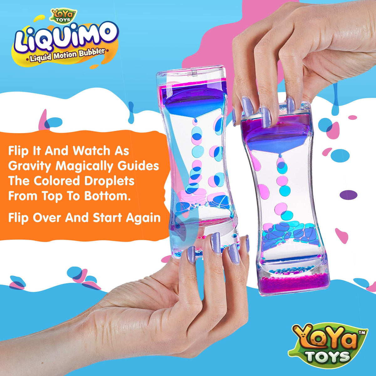 YoYa Toys Liquimo - Liquid Motion Bubbler (3 Pack) | Calming Fidget Desk Toy for Focus, Relaxation & Retro Nostalgia