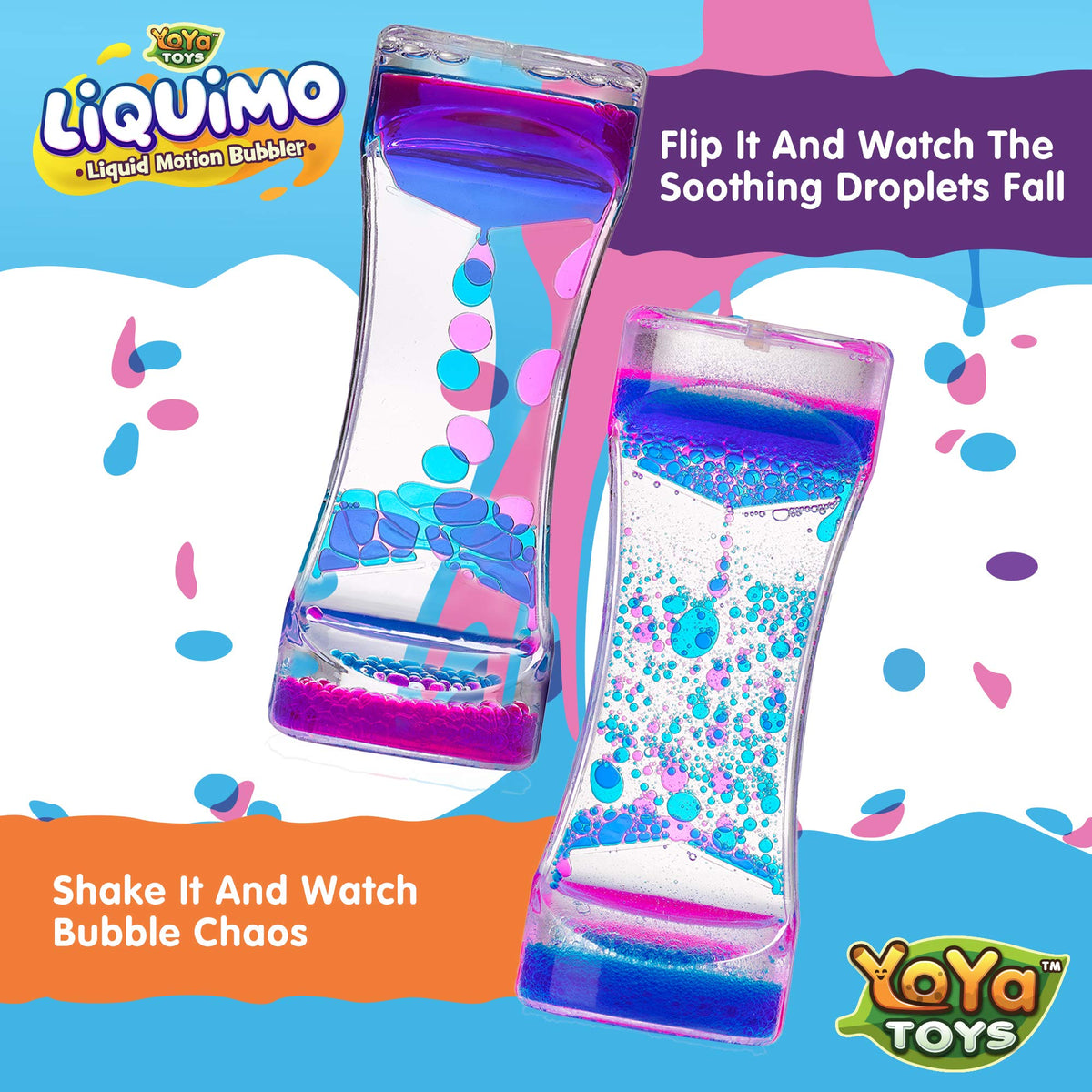 YoYa Toys Liquimo - Liquid Motion Bubbler (3 Pack) | Calming Fidget Desk Toy for Focus, Relaxation & Retro Nostalgia
