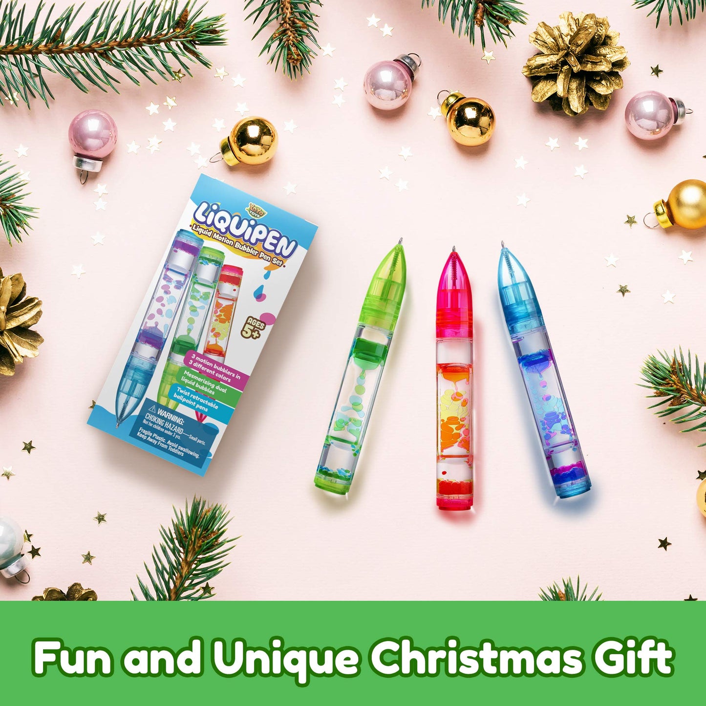 YoYa Toys Liquipen 3-Pack: Liquid Motion Bubbler Pens for Focus