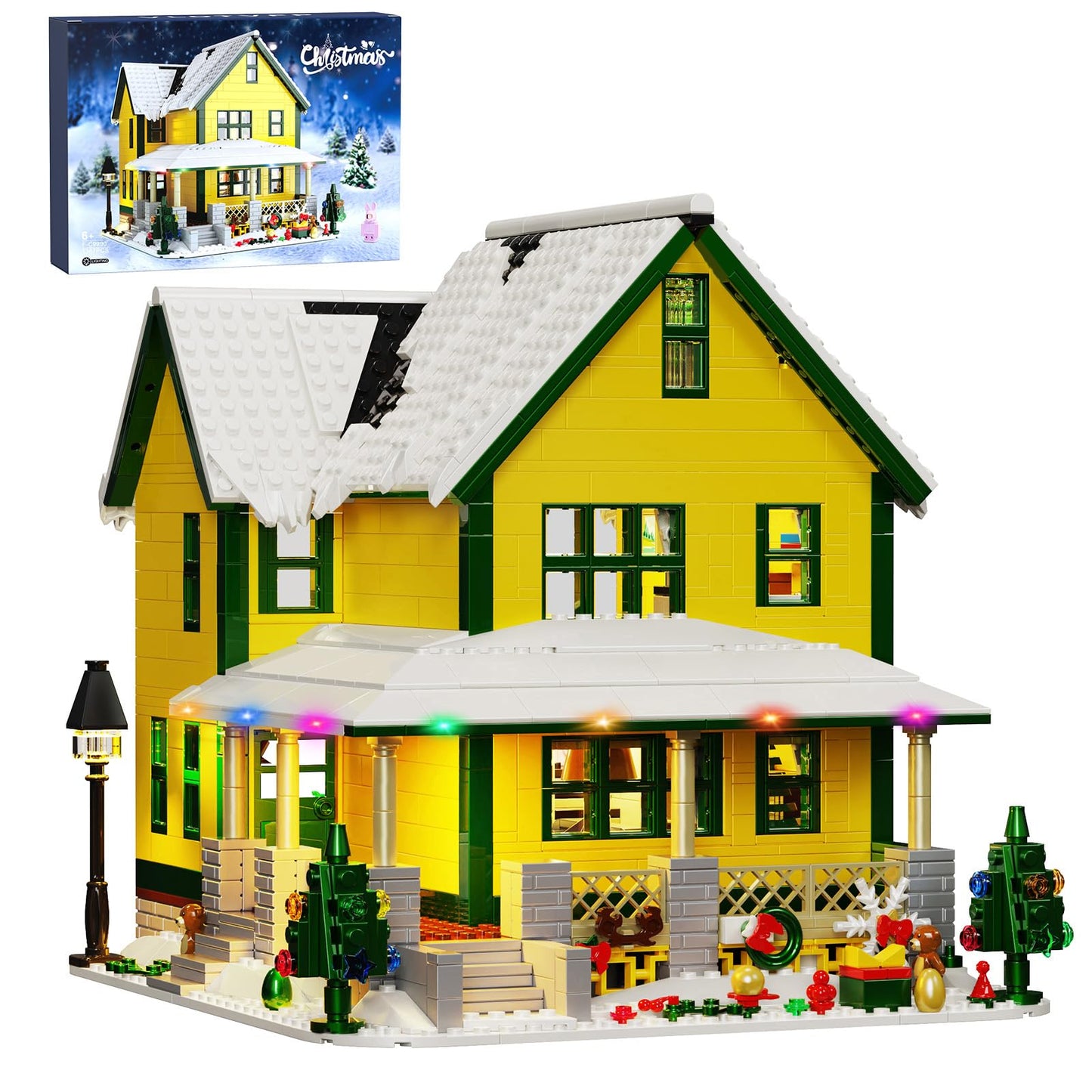 YOYBLOXY Christmas House Building Set with Light – 1367 PCS, LEGO-Compatible Village Kit for Ages 8+