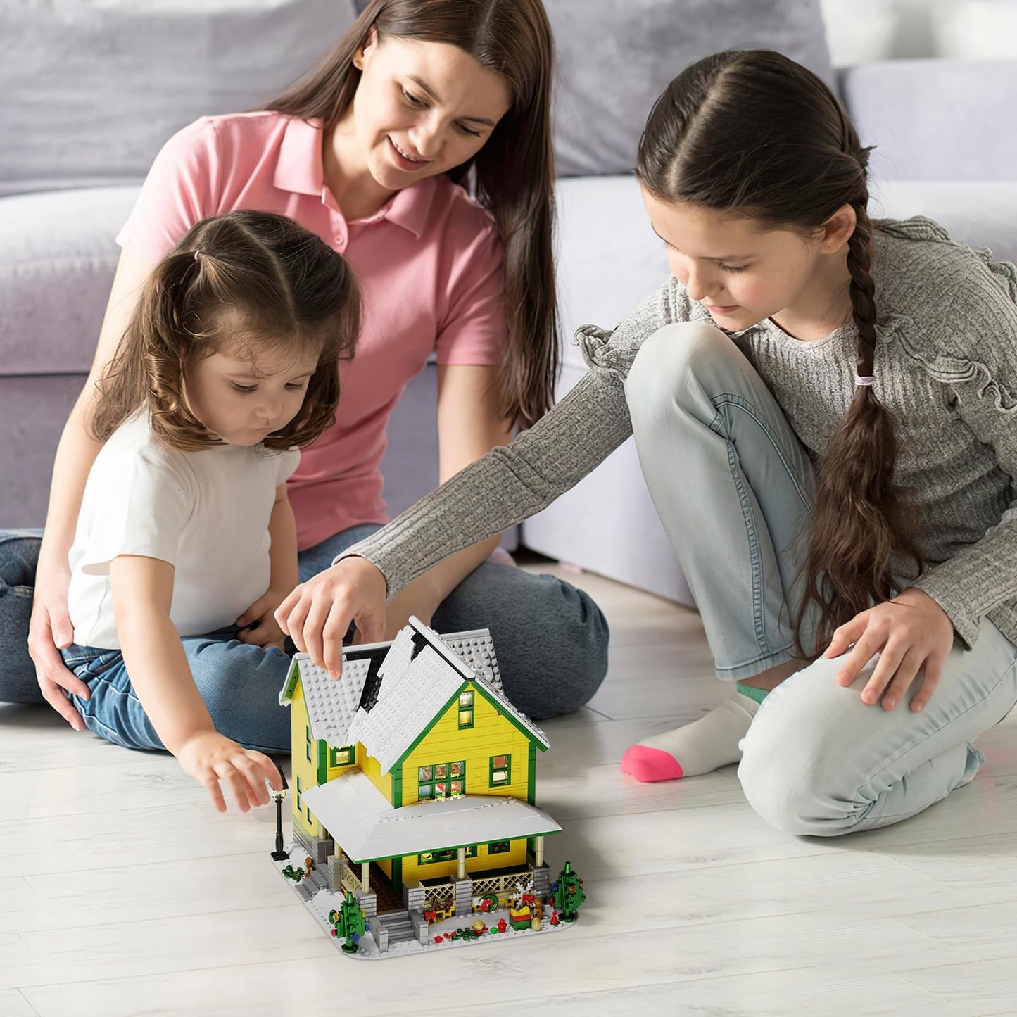 YOYBLOXY Christmas House Building Set with Light – 1367 PCS, LEGO-Compatible Village Kit for Ages 8+