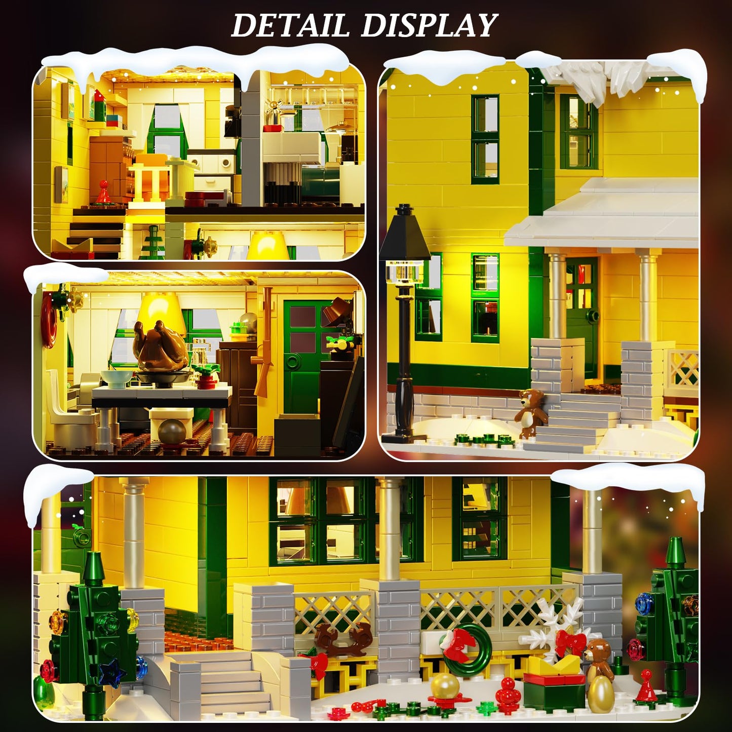 YOYBLOXY Christmas House Building Set with Light – 1367 PCS, LEGO-Compatible Village Kit for Ages 8+
