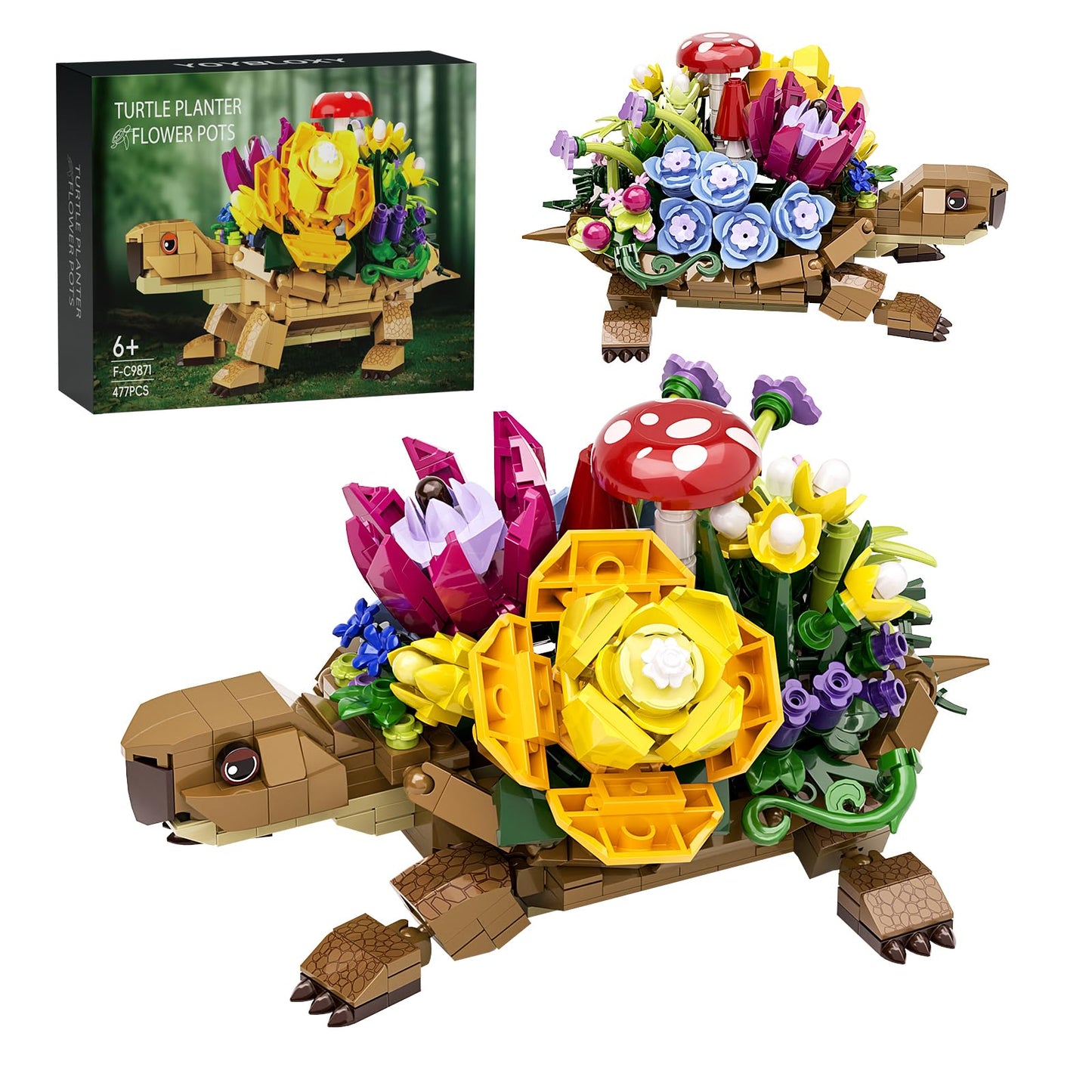 YOYBLOXY Sea Turtle Succulent Planter Building Set – Lego Turtle Compatible Flowers Pot Kit