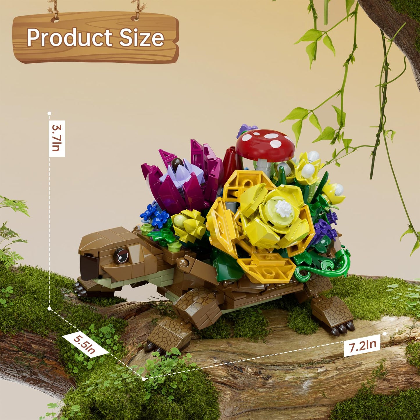 YOYBLOXY Sea Turtle Succulent Planter Building Set – Lego Turtle Compatible Flowers Pot Kit