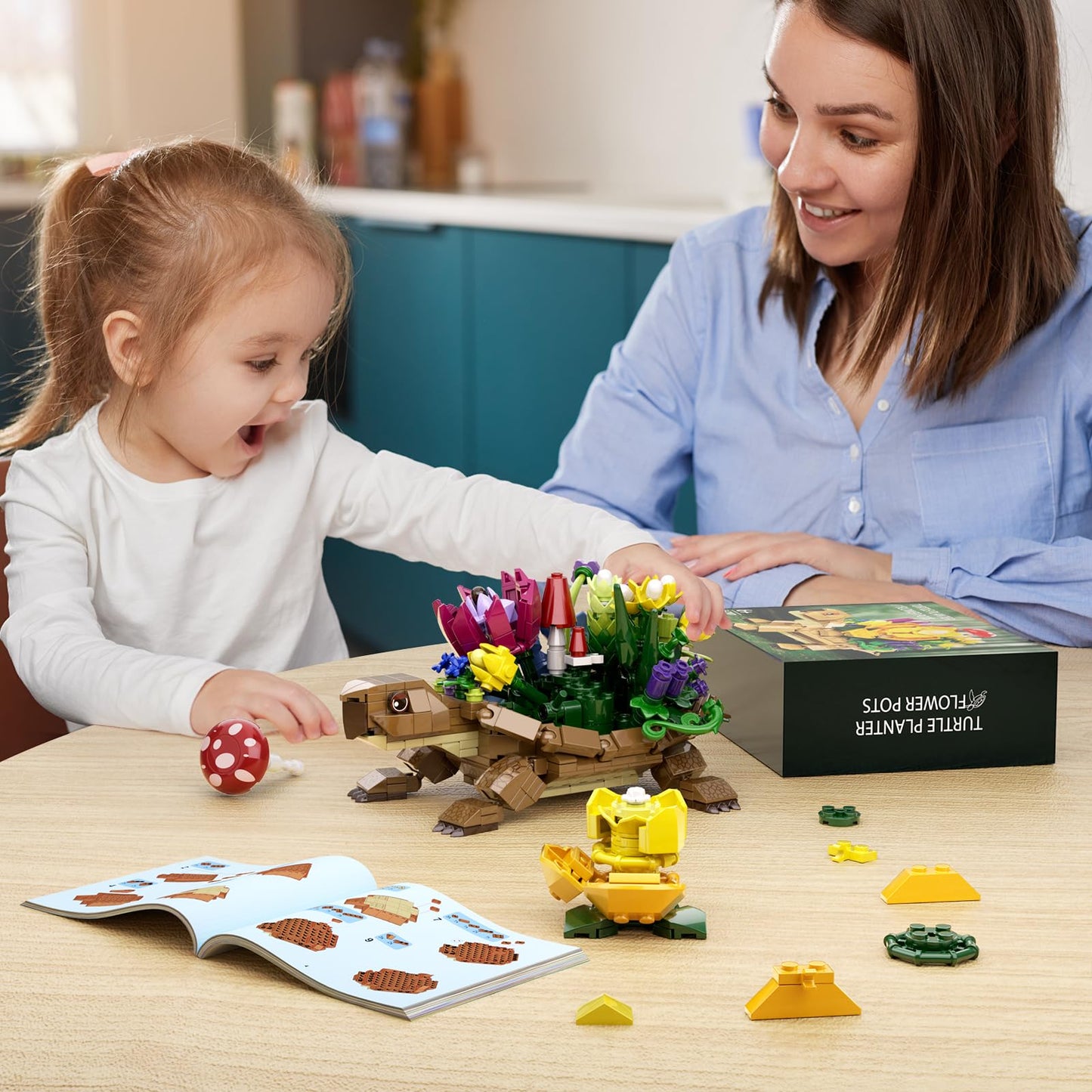 YOYBLOXY Sea Turtle Succulent Planter Building Set – Lego Turtle Compatible Flowers Pot Kit