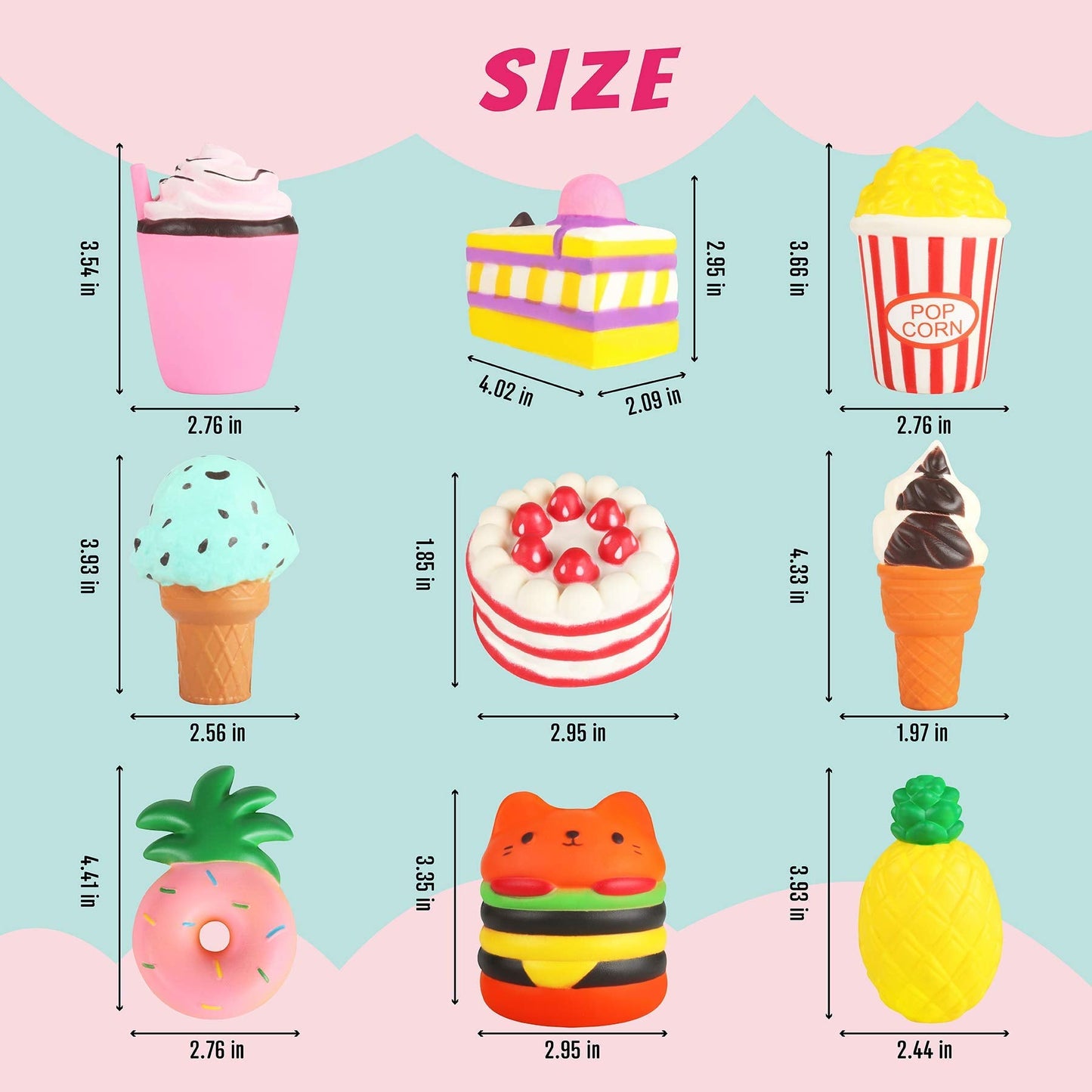 YOYI Slow Rising Jumbo Squishies Set - 9 Pack Soft Kawaii Toys