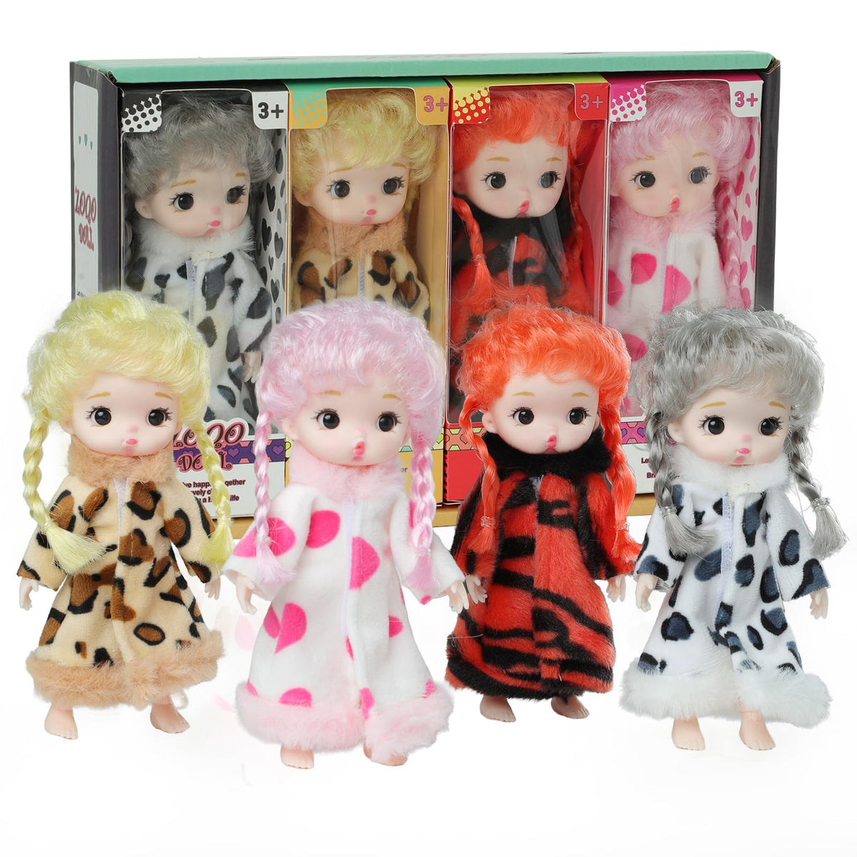 YOYOExment Mini Baby Dolls 4-Piece Set — 6-Inch Princess Dolls with Fully Posable Limbs