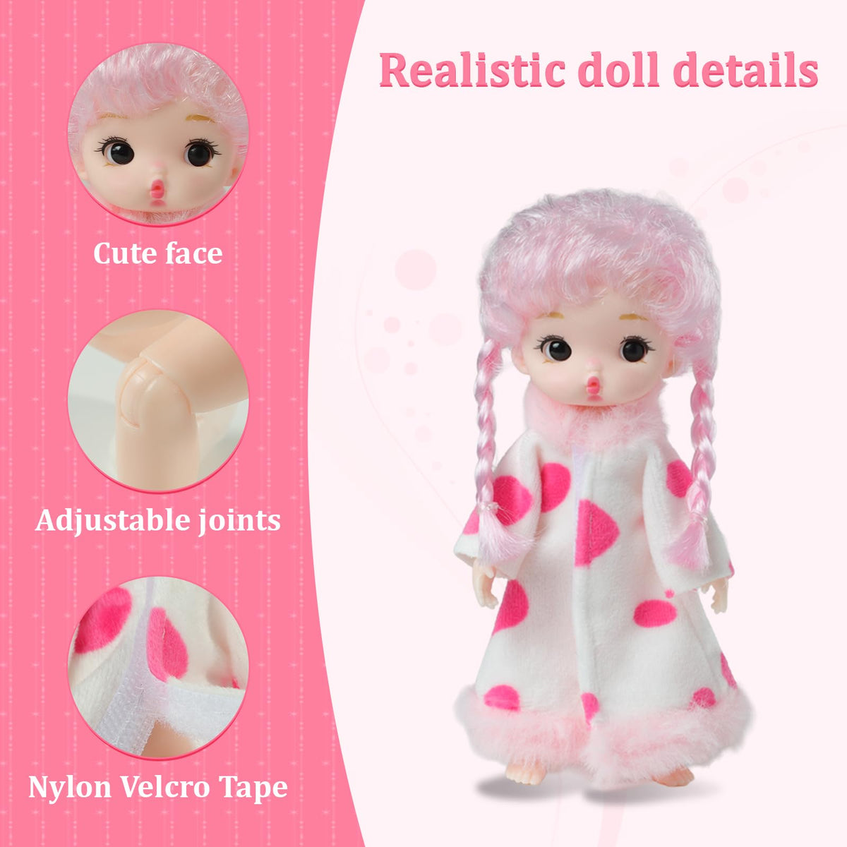 YOYOExment Mini Baby Dolls 4-Piece Set — 6-Inch Princess Dolls with Fully Posable Limbs