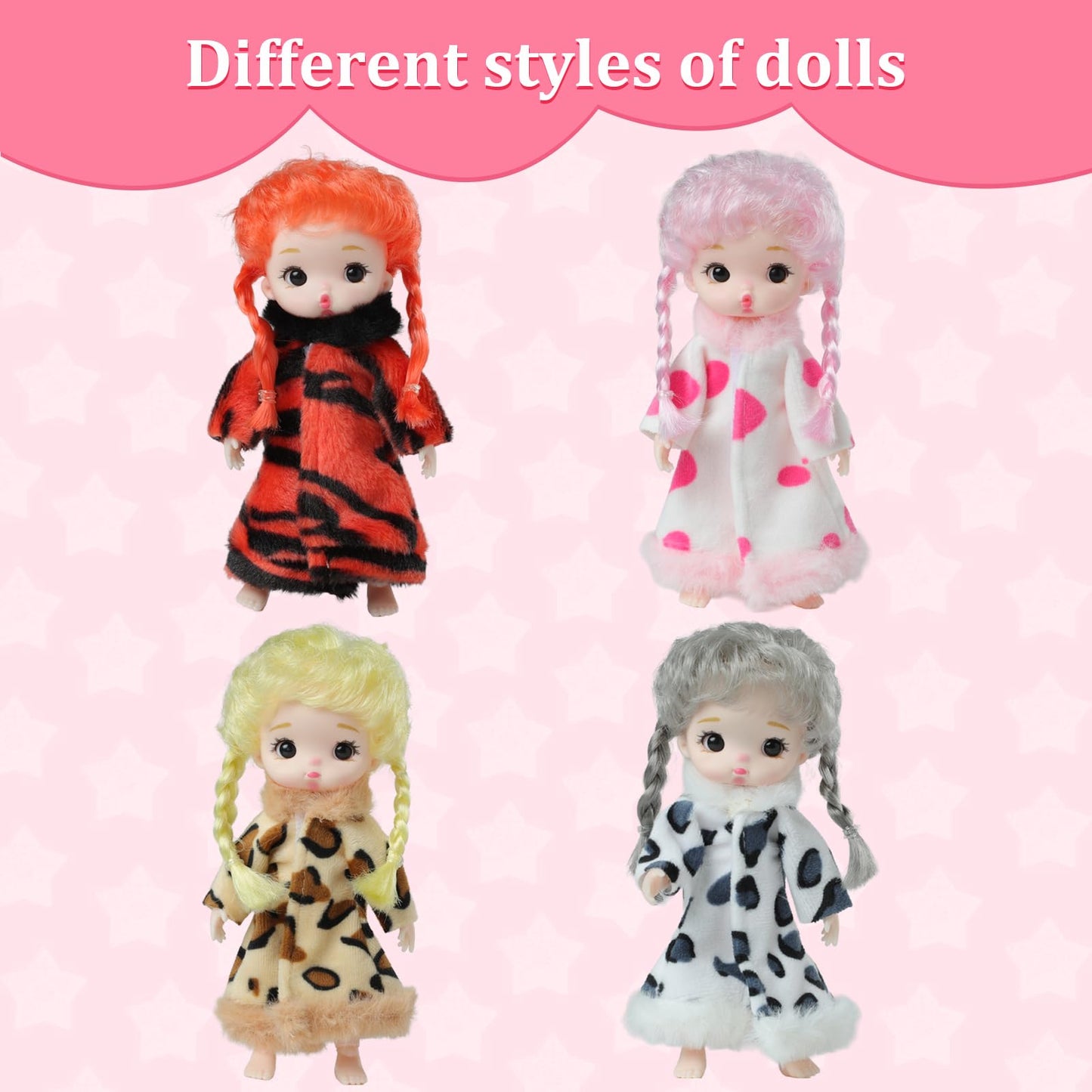 YOYOExment Mini Baby Dolls 4-Piece Set — 6-Inch Princess Dolls with Fully Posable Limbs